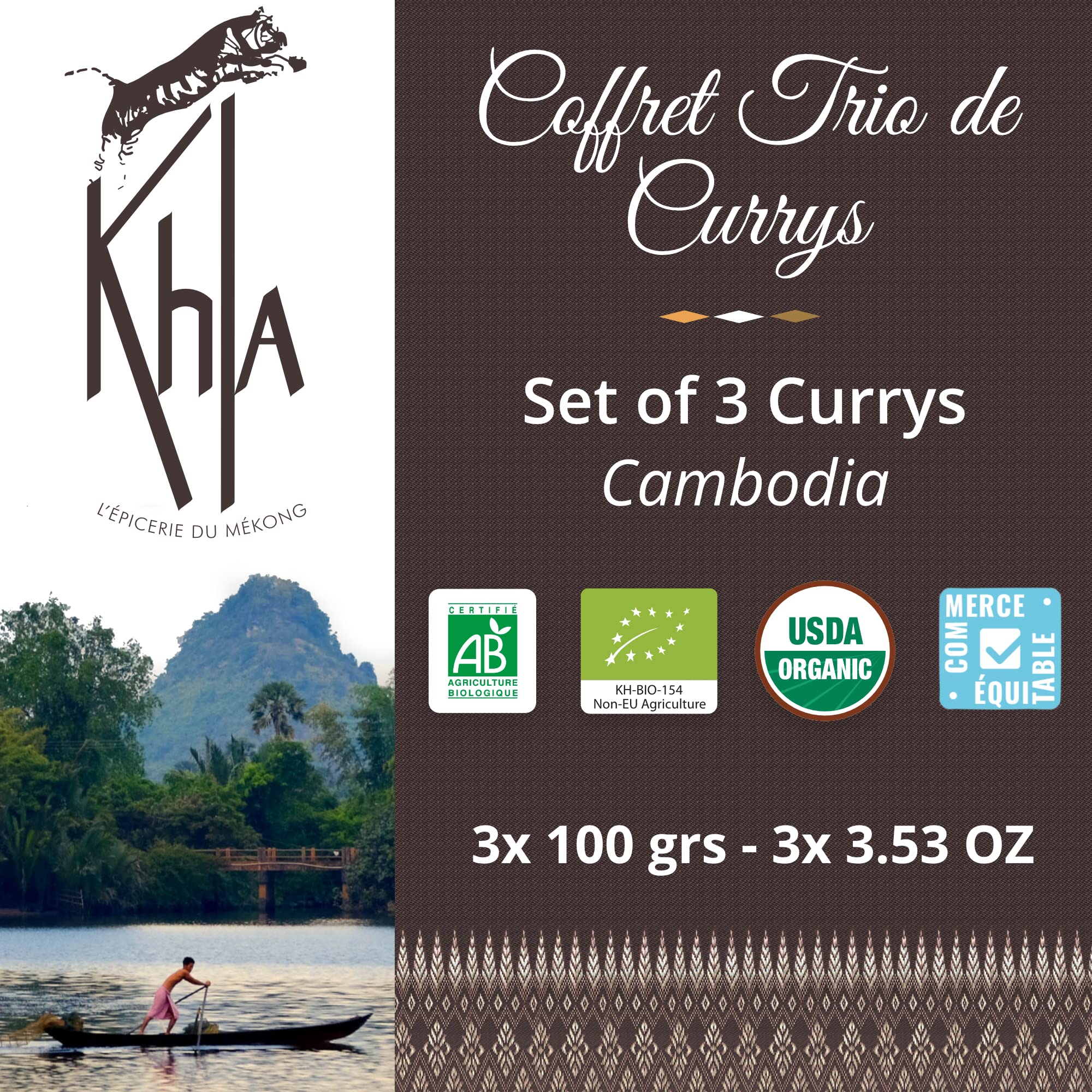 Trio de curry ecológico: curry verde, amarillo y negro - Cajas 3 x 100g