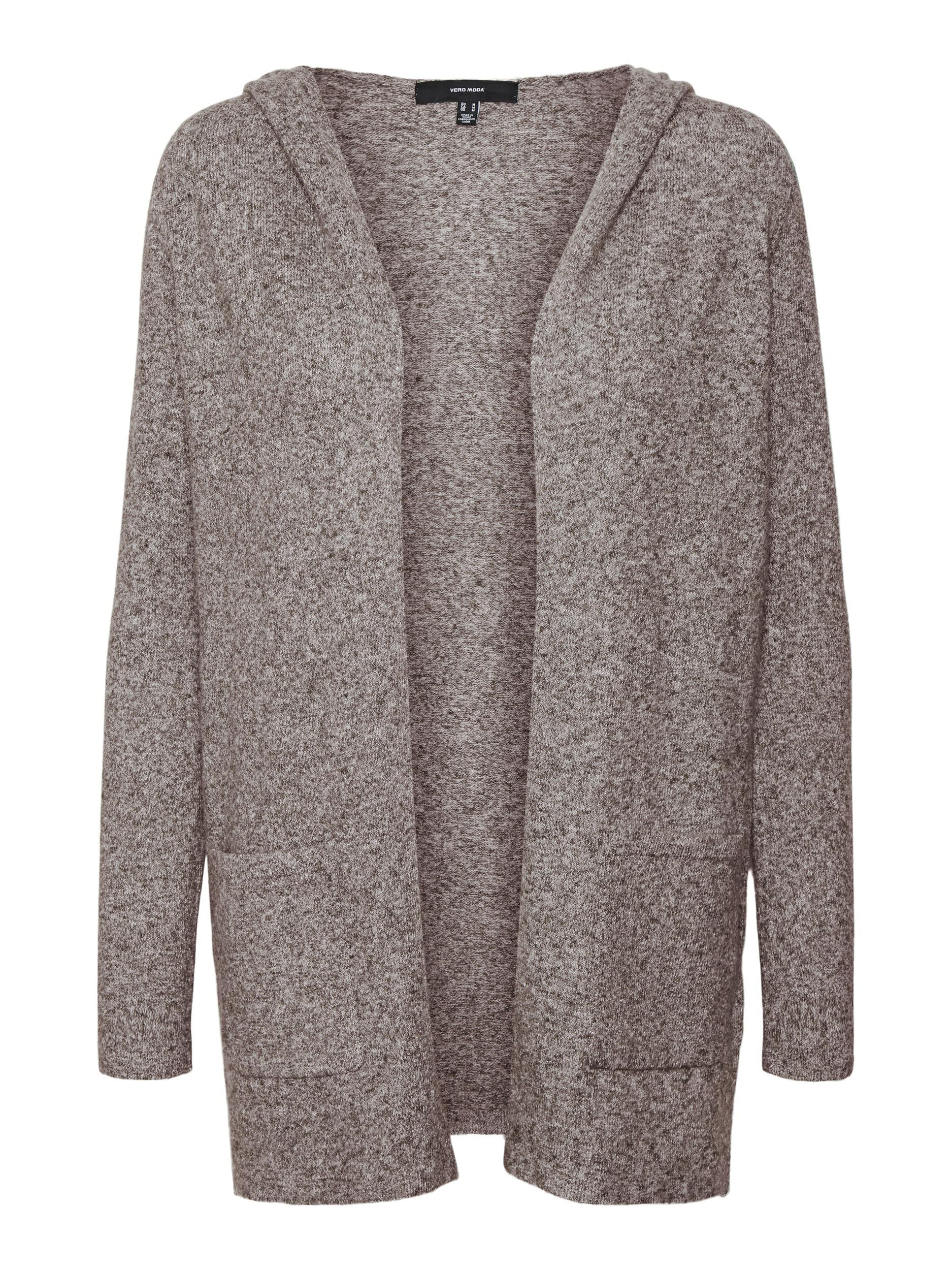 Vero Moda Women's VMDOFFY LS Open Hood Cardigan, Coffee Bean/Melange, XL