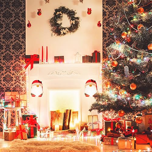 Miniatura 5 de Paquete de 2 cubiertas de luz de porche de Papá Noel de Navidad para exteriores, postes de luz rojoscubiertas de lámpara para decoración de puertas