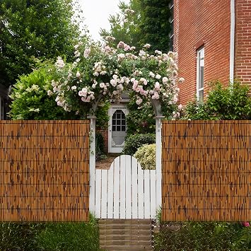 Reed Fencing Rolls ، 2 Pack 3.3FT x 16.4FT ، Bamboo Privacy Fence Screen for Garden ، سياج زخرفي لفحص الخصوصية في الهواء الطلق ، حجب الشمس ، مقسم زخرفي ، بني