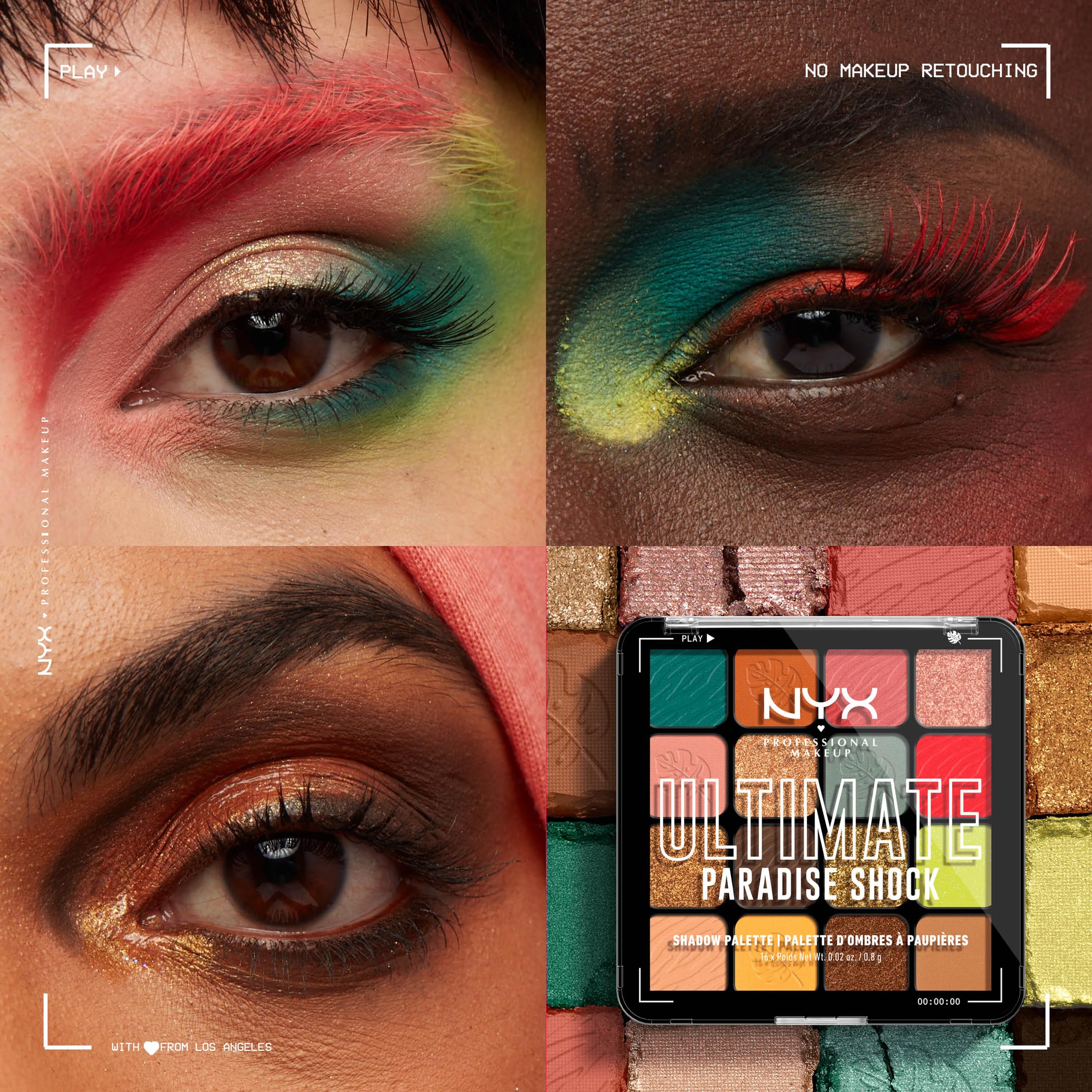 NYX Professional Makeup Ultimate Shadow Palette, 16 Vibrant True-To-Pan Eyeshadow Shades, Metallics, Shimmers - Image 2