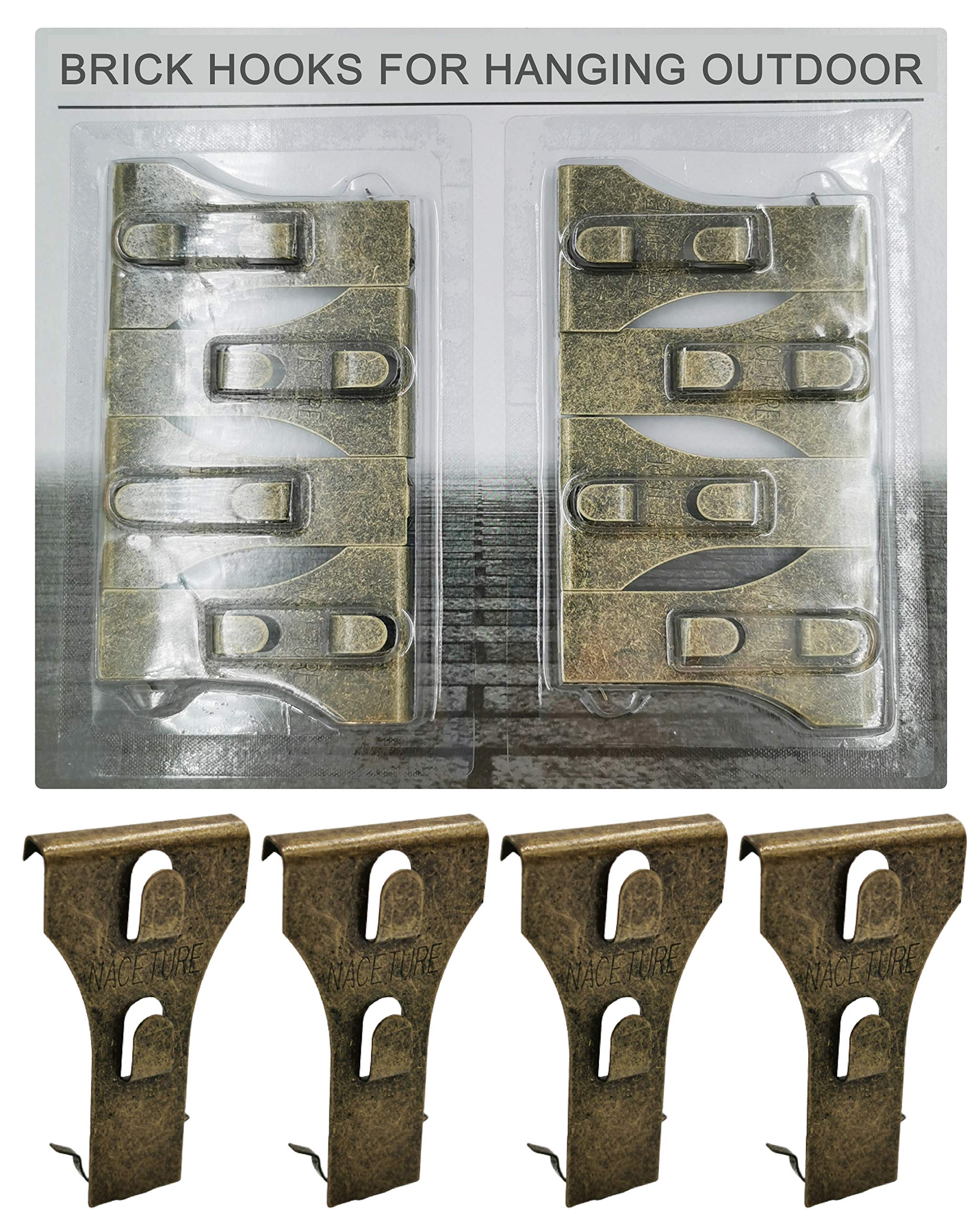 NACETURE Brick Hook Clips (8Pack) - Require More Than 1/8” Brick Wall Cement Gap., Fits 2-1/4 to 2-2/5 Inch Bricks Size