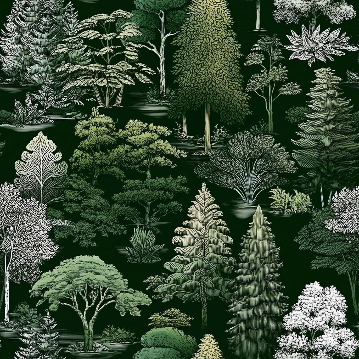 Forest Peel and Stick Wallpaper Tree Wall Paper Wood Removable Green Contact Paper for Living Room Bedroom Cabinets 17.71" X 236.2"