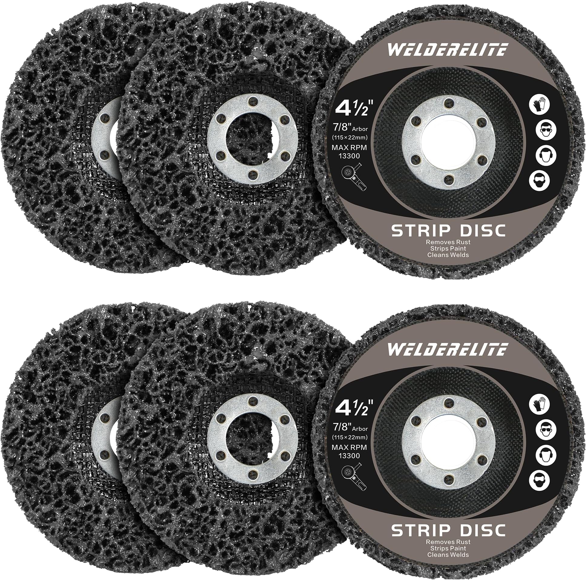 6-Pack 4-1/2" Paint Stripper Discs for Angle Grinder, Rust & Paint Removal Wheels for Metal and Wood – Black, Quick Sanding & Grinding