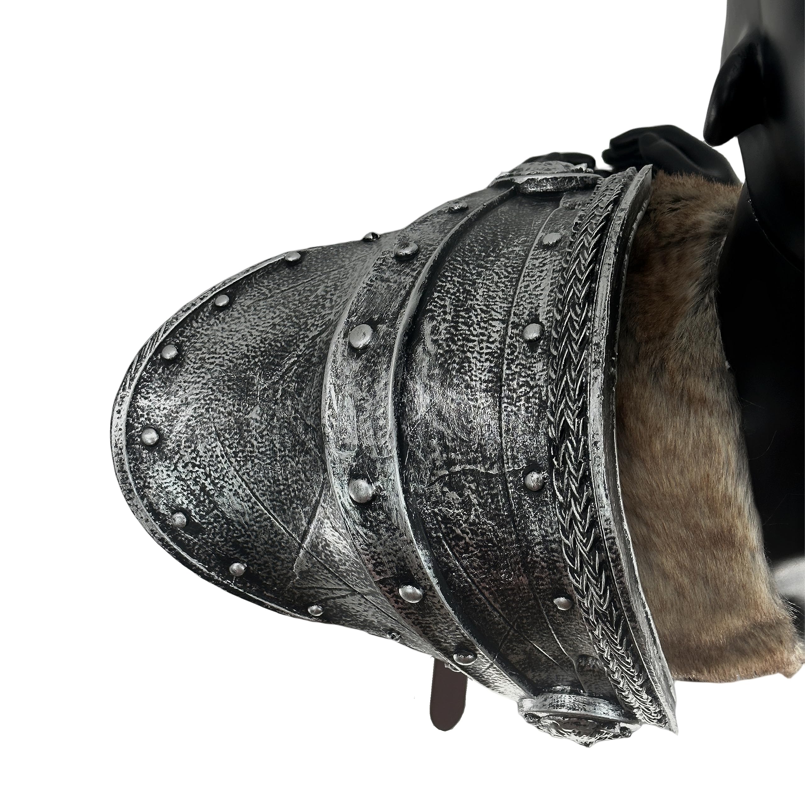 LOOYAR Armadura de Hombro Vikinga de Espuma Forjada Valor - Accesorio de Disfraz Vikingo LARP de Espuma PU para Halloween, Recreaciones Históricas y Regalos Plateado