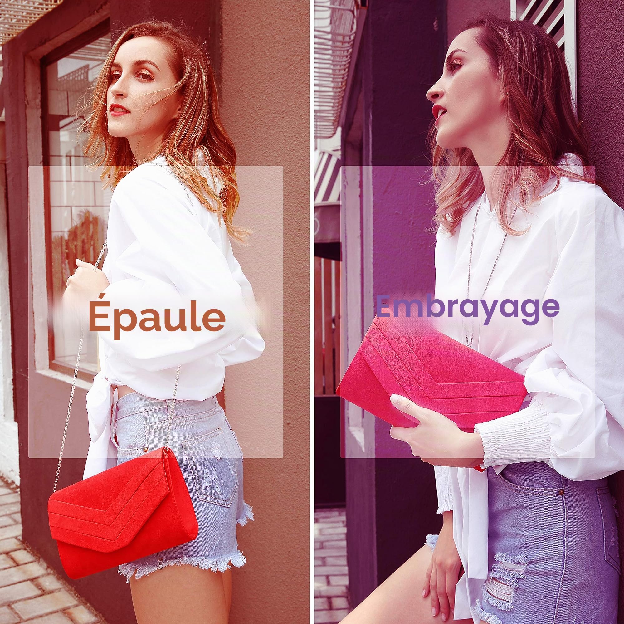 Femme Pochette En Daim Enveloppe Pochette Classique Sac De Soirée