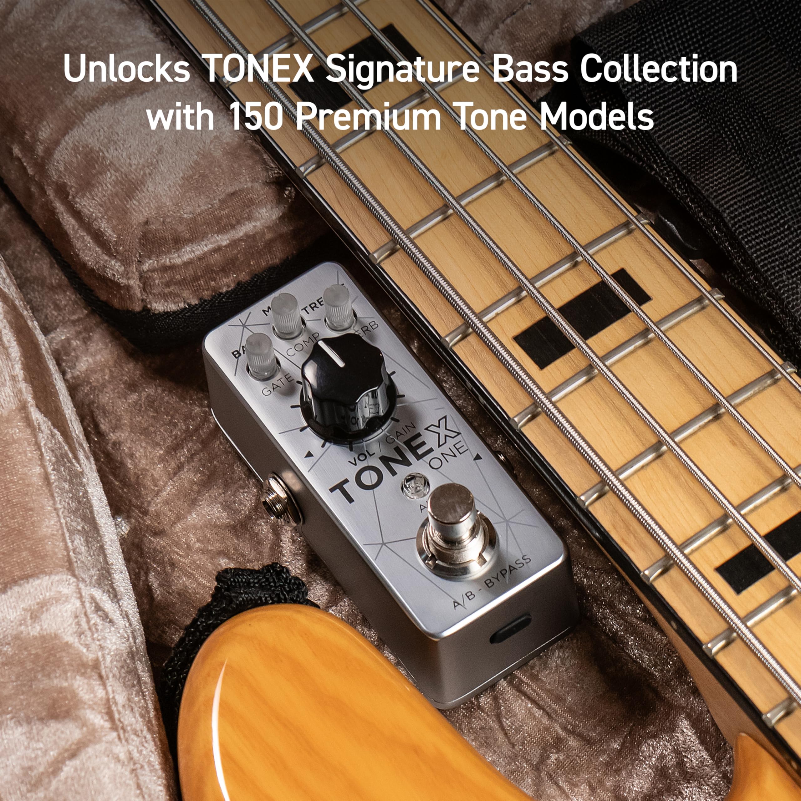 TONEX One Bass Edition - Pedale modellazione per bassi con uscita mono/stereo TRS, 20 slot preimpostati, configurazioni A/B o on/off, cabinet esclusivi VIR multi-IR personalizzato, caricatore IR