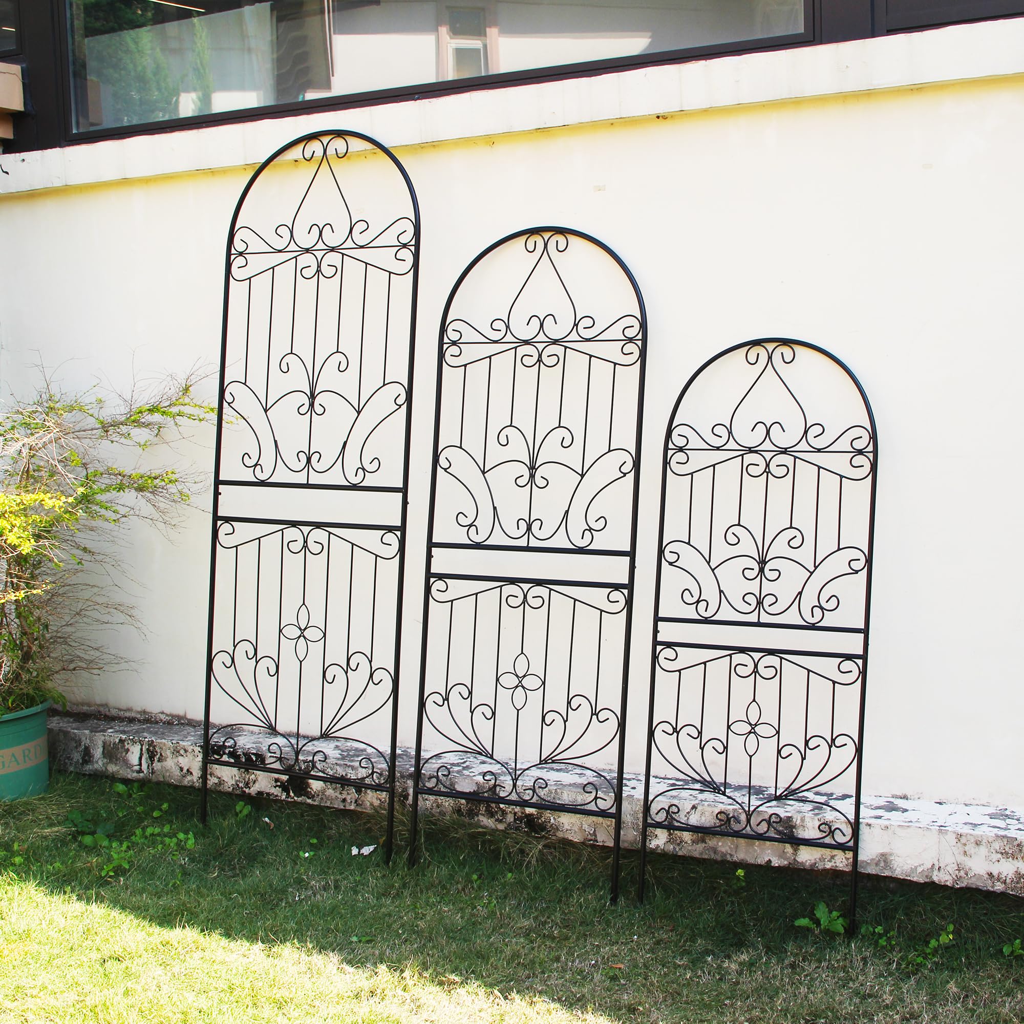 GARDEN 1 x kratka ogrodowa do pnączy i roślin pnących na świeżym powietrzu, 150 cm x 56 cm x 1,3 cm, czarna kratka ogrodowa do pnących roślin pnących na świeżym powietrzu, do róż