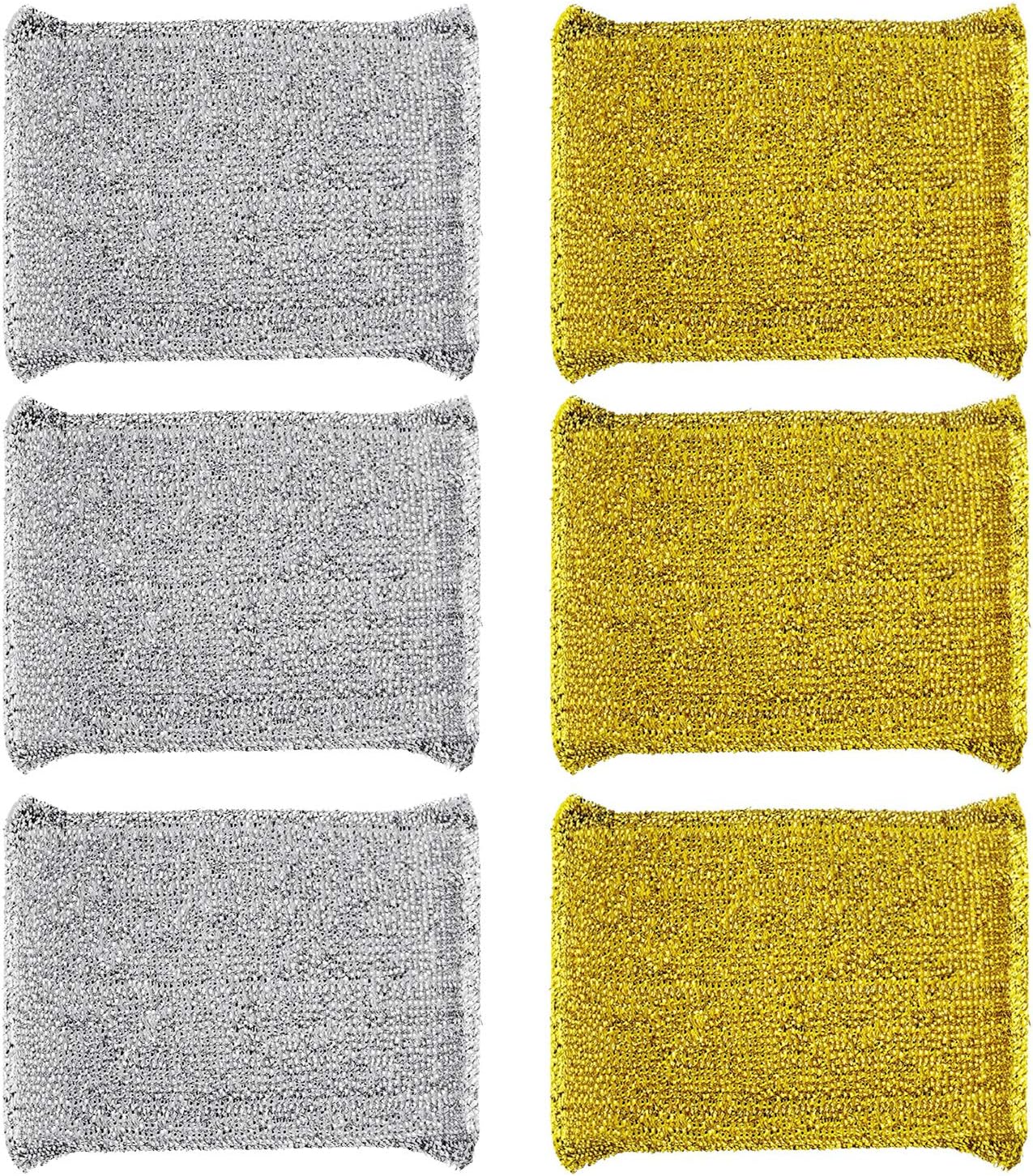 Dish Wash Sponge,Cleaning Scrub Sponge,Multi-Use Heavy Duty Scrub Sponge, Kitchen Sponge - 6 Packs(Gold and Silver)