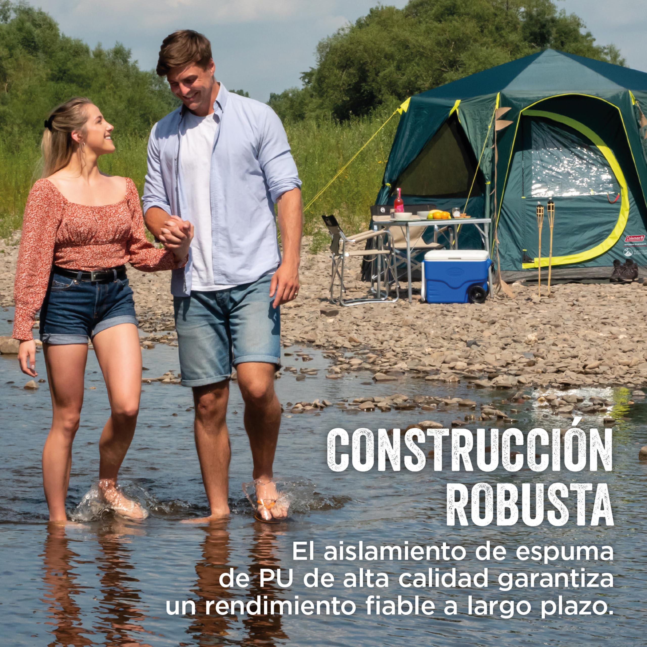 Coleman 40 QT Performance Wheeled Cooler - Nevera con Ruedas, Capacidad de 38 litros, Nevera Portátil y Rígida, Porta Alimentos, Color Azul