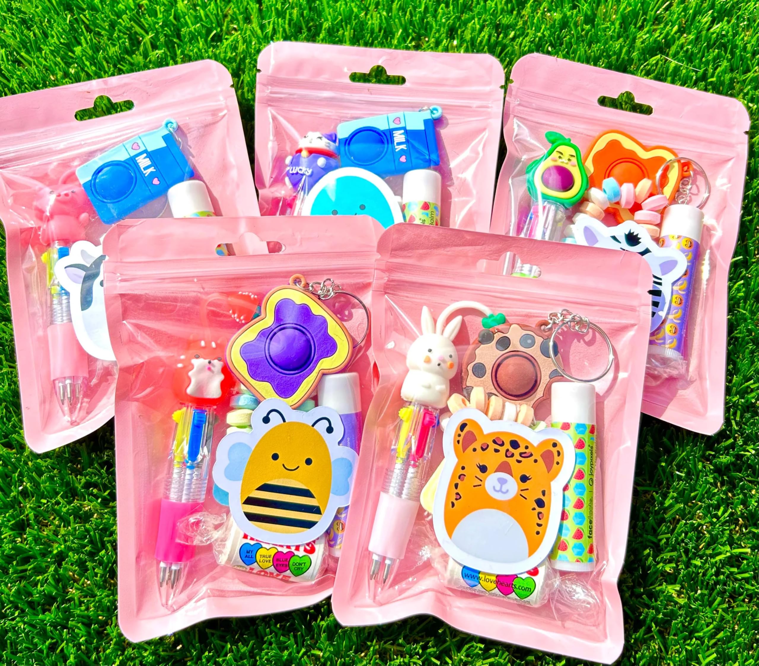 Girls party favours, cute birthday treat bags, pre filled party bags, keychains, scrunchies, gifts for younger older girls, Kawaii gifts