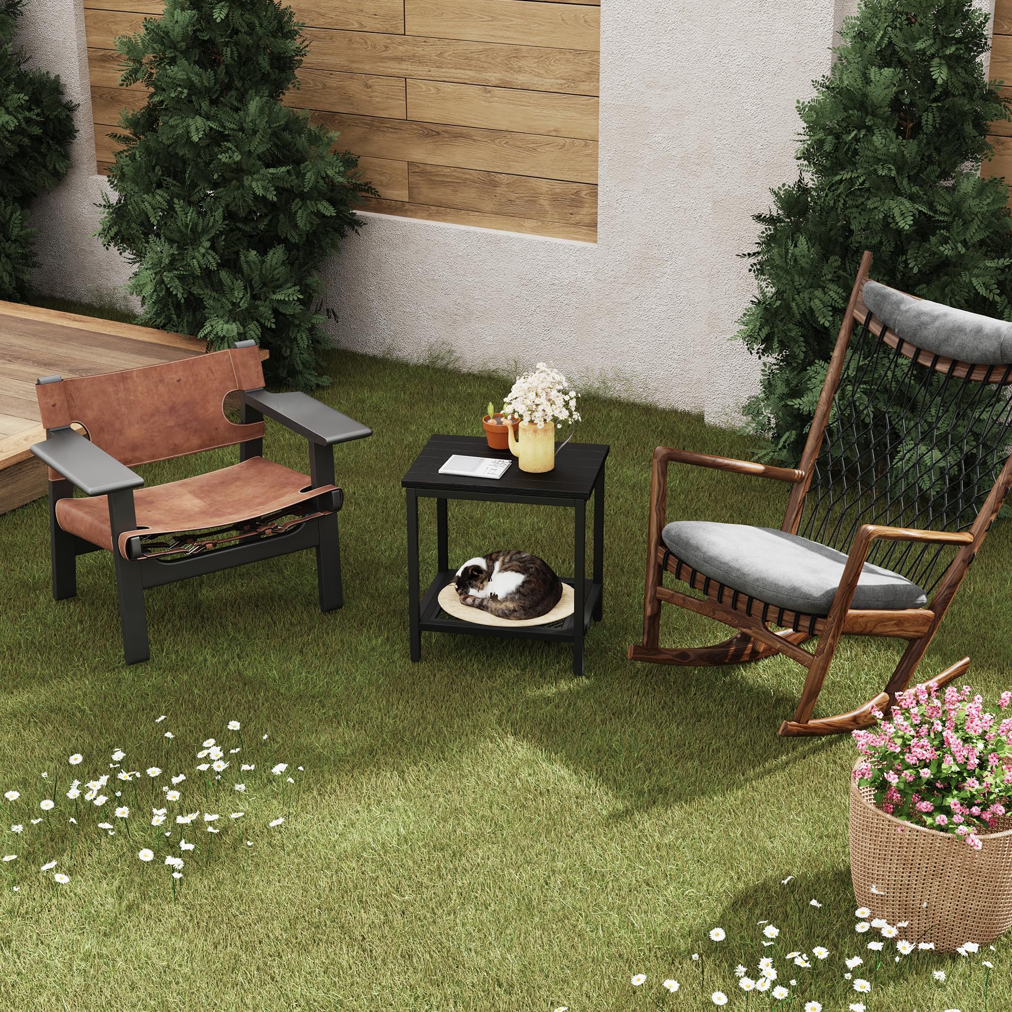 The 5 Best Patio Side Tables of 2026, Vetted 2 Wehaveahome Outdoor Side Table with Storage, 2-Tier Patio End Tables Weather Res — product photo