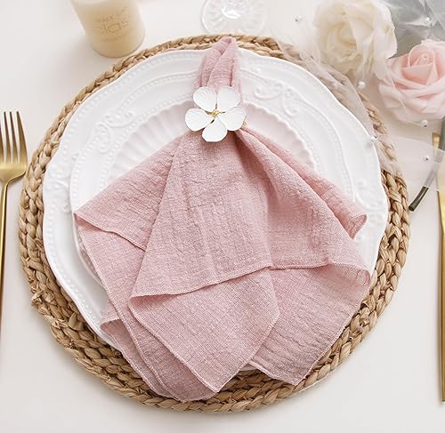 Miniatura 2 de Juego de 10 servilletas de tela para cena, servilletas de gasa 100% algodón suave natural, servilletas de tela lavables de otoño para bodas,