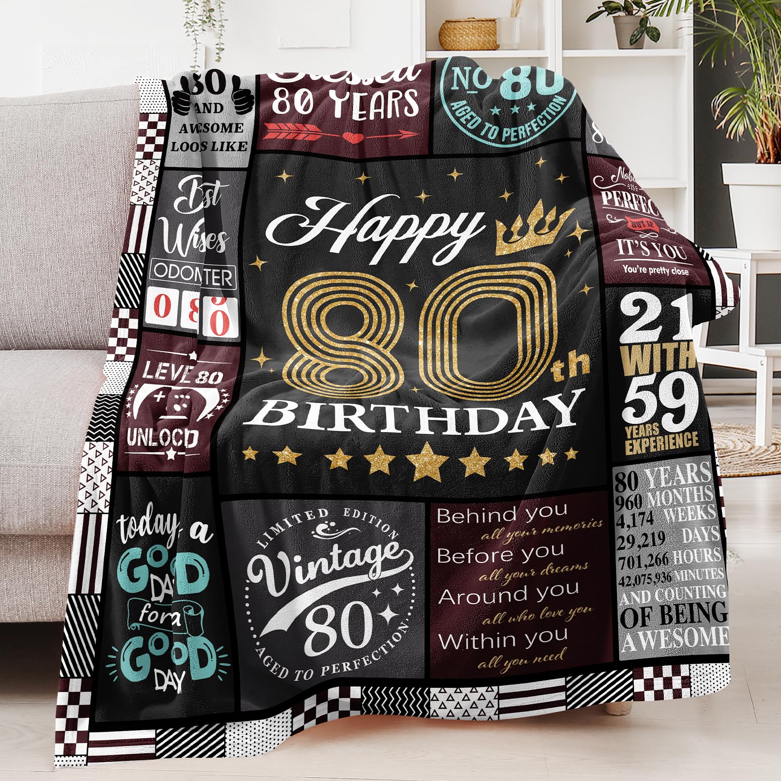 Regalo per 80° compleanno per uomo Lui 80 anni Regali di compleanno Coperta Regalo per uomo di 80 anni