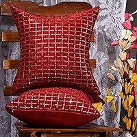 Vista 12 de Juego de 2 almohadas doradas de 18 x 18 pulgadas, almohadas decorativas para sofá, fundas de almohada bordadas, fundas de almohada doradas mostaza