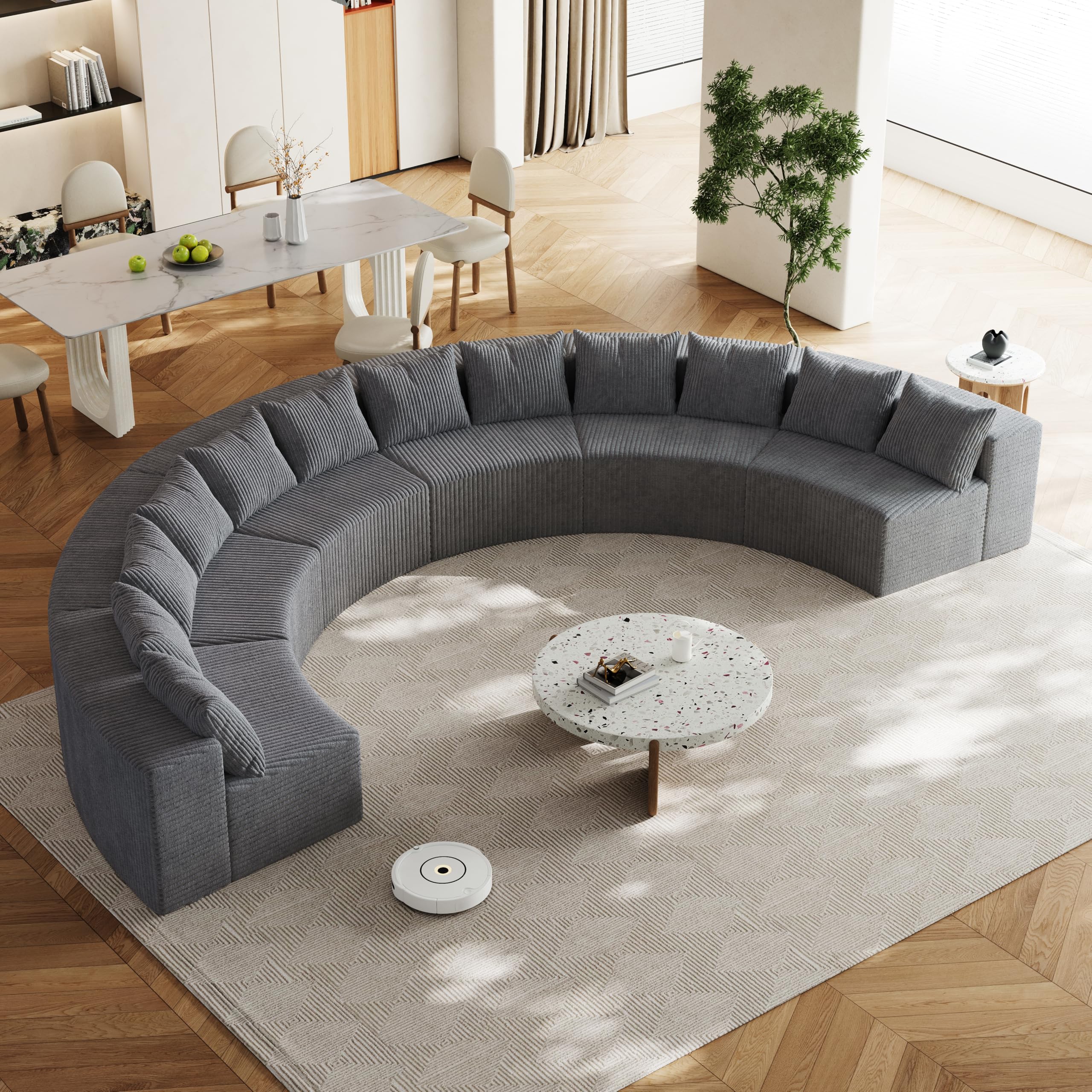 Amazon.com: KEIKI Corduroy Curved Sectional Sofa, 6 Seater