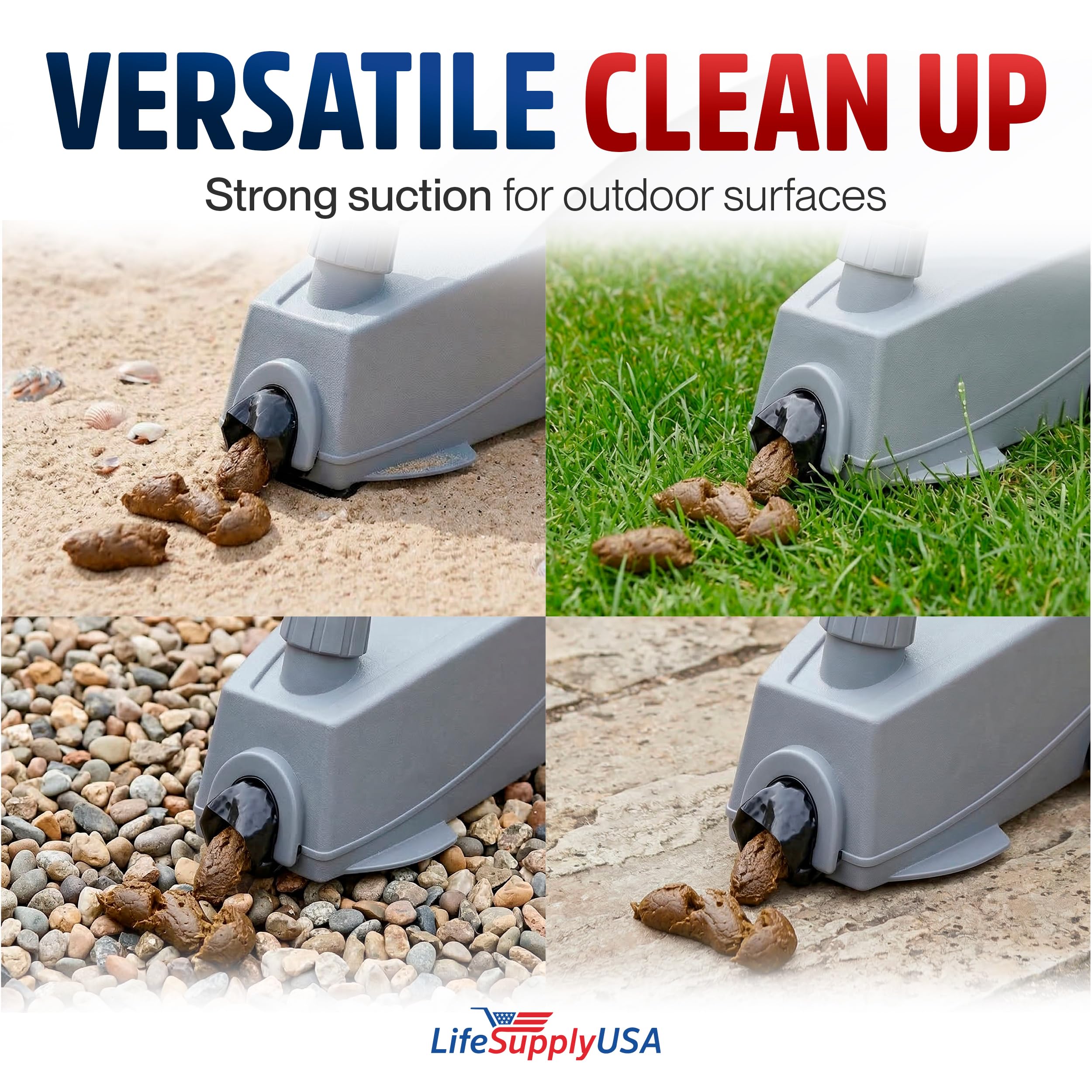 LifeSupplyUSA Recogedor de excrementos de mascotas al vacío para perros, pala eléctrica portátil para limpieza de patio y paseos, recogedor de excrementos de mano sin contacto