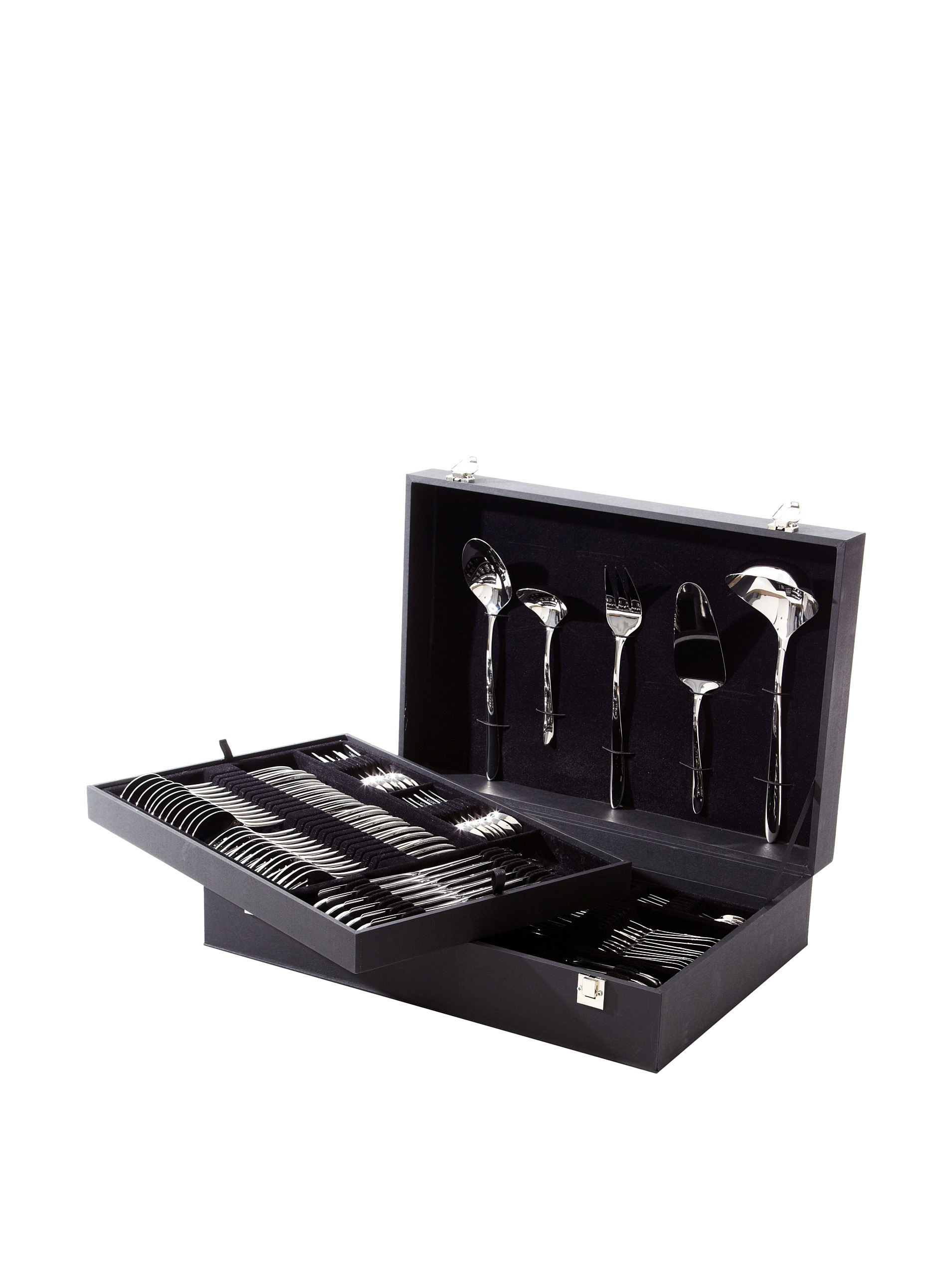 ARCOS Set di Posate Completo 113 Pezzi in Acciaio Inossidabile – 12 Pezzi per Tavola, Pranzo, Pesce, Servizio Caffè e Dessert, con Pezzi da Servizio – Colore Argento, Serie Berlin
