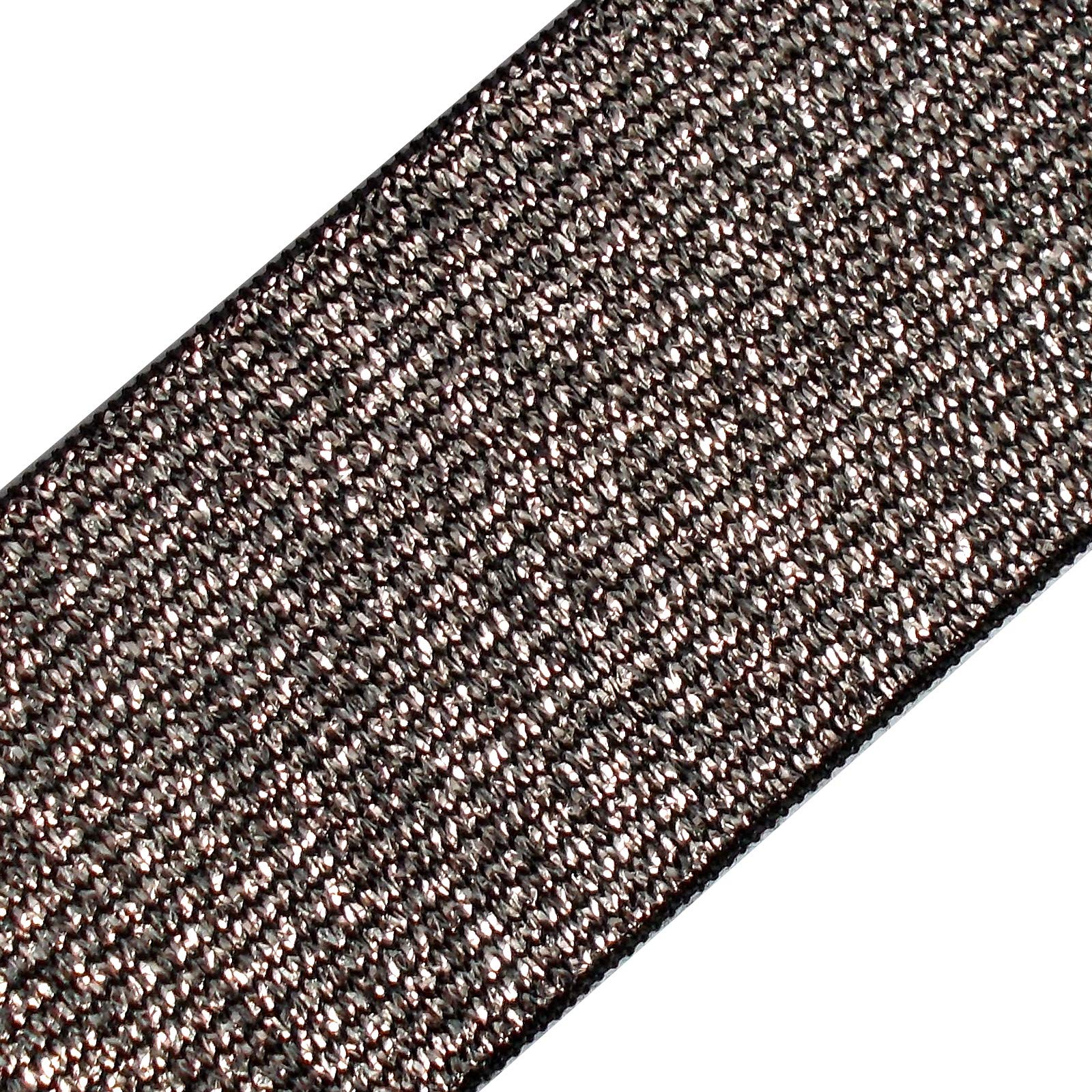 Lurex Elastic Stretch Trim 40mm Wide (Silver on Black, 3 metres)