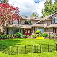 Vista 6 de Cerca de jardín con puerta, 24 pulgadas de alto, 16 paneles, 31.4 pies de largo en total, barrera de hierro resistente adecuada para decoración