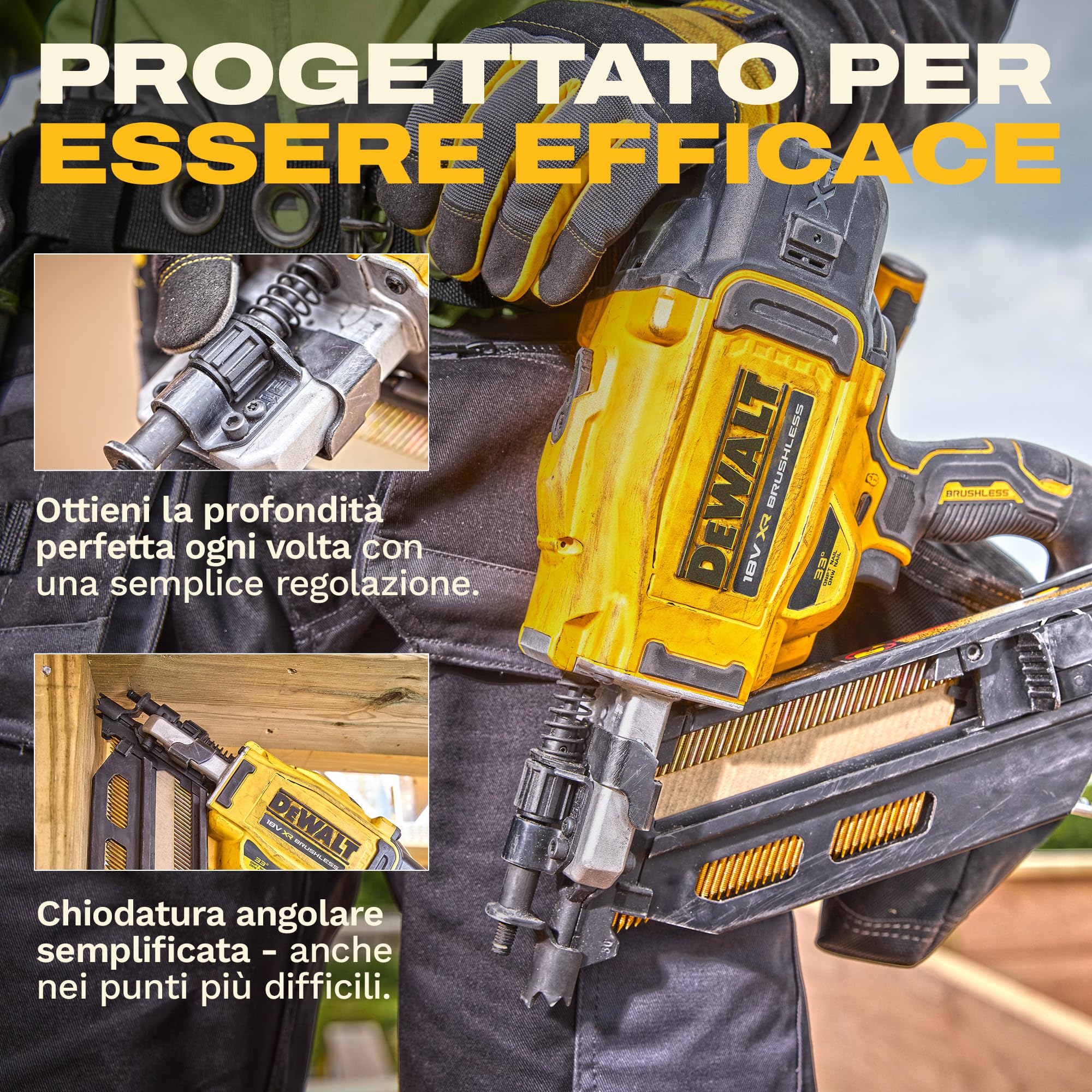 DEWALT 18V XR Chiodatrice per Strutture Brushless di Nuova Generazione, solo utensile, DCN950N-XJ