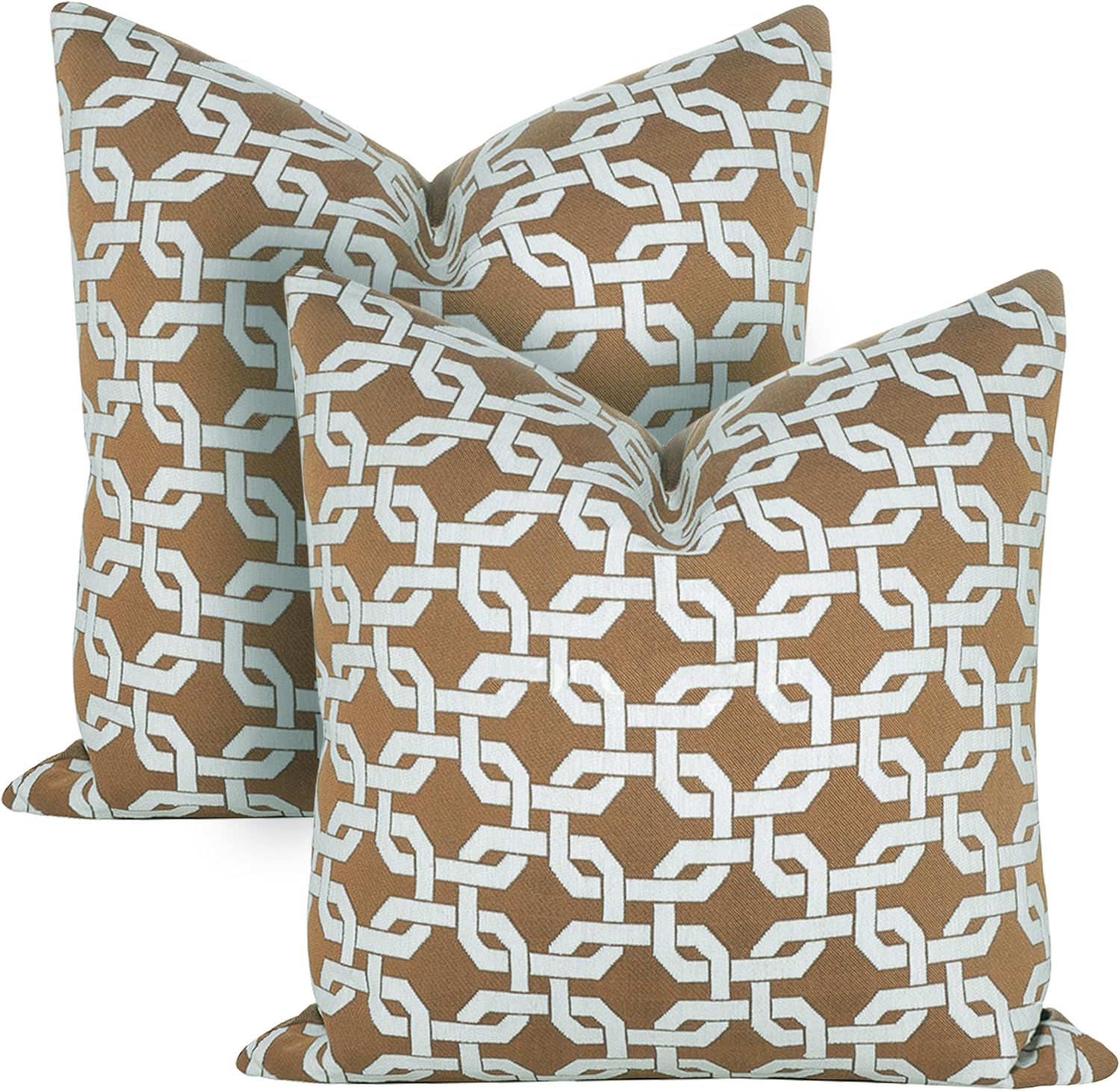 Premium Throw Pillow Covers – Jacquard Decorative Pillowcases with Elegant Design for Couch, Sofa, Bed – Luxury Cushion Covers, Horse Brown (Set of 2, Brown 3, 18" x 18")