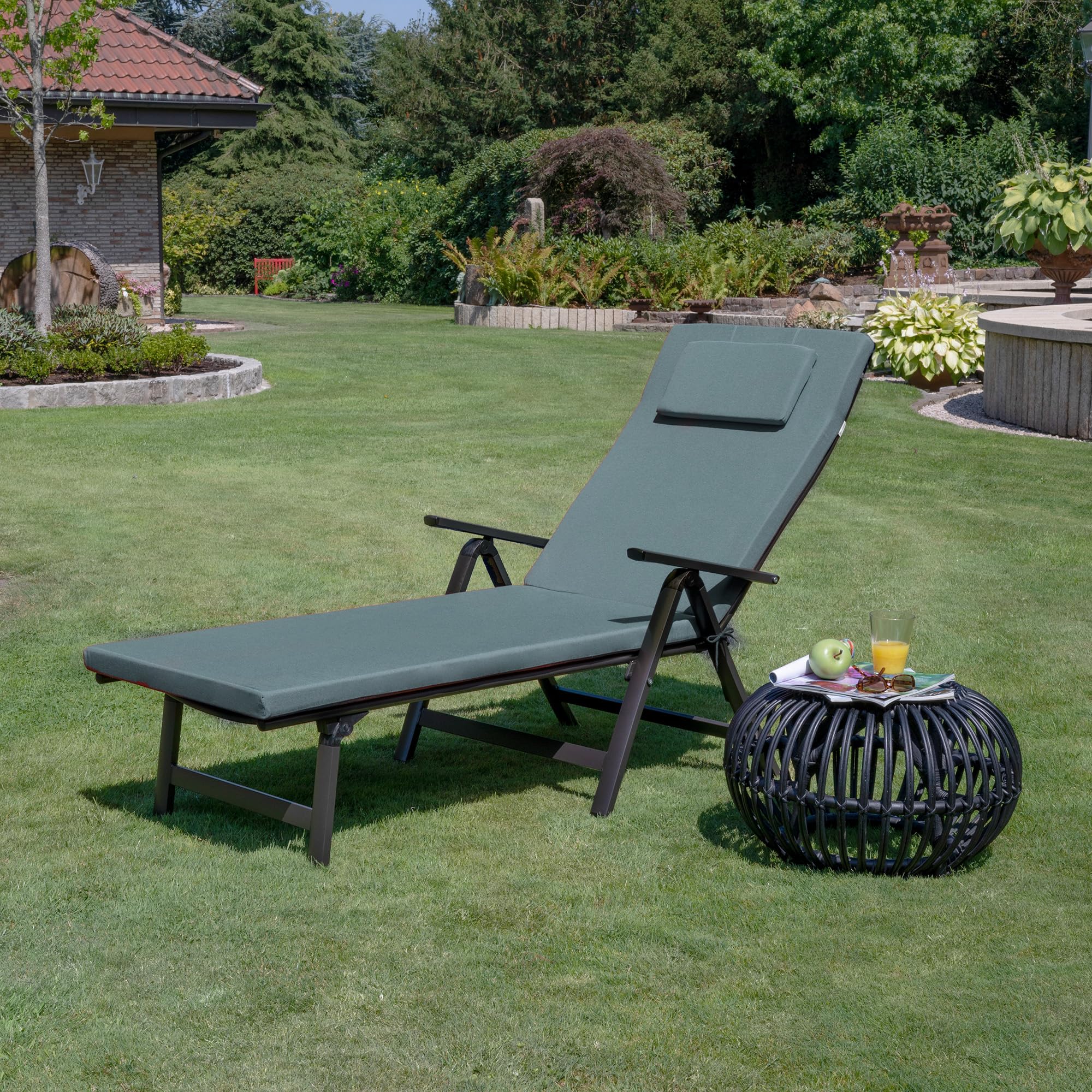 Beautissu 2x Cuscino per Sdraio da Esterno 200x60x5 cm Loft RL – Cuscino Sdraio da Giardino Sfoderabile Imbottito per Sedie e Lettini Prendisole – Blu Tortora