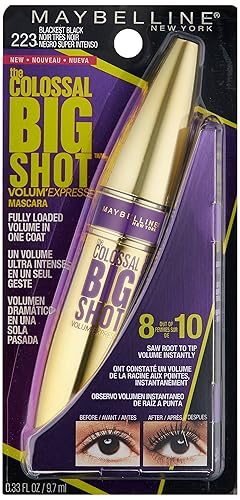 Miniatura 2 de Máscara de pestañas impermeable, Volum' Express The Colossal Big Shot, de la marca Maybelline New York , lavable, Blackest Black