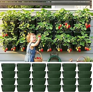LaLaGreen Vertical Garden Planter – 24 Pack 13 Inch Dark Green Hanging...