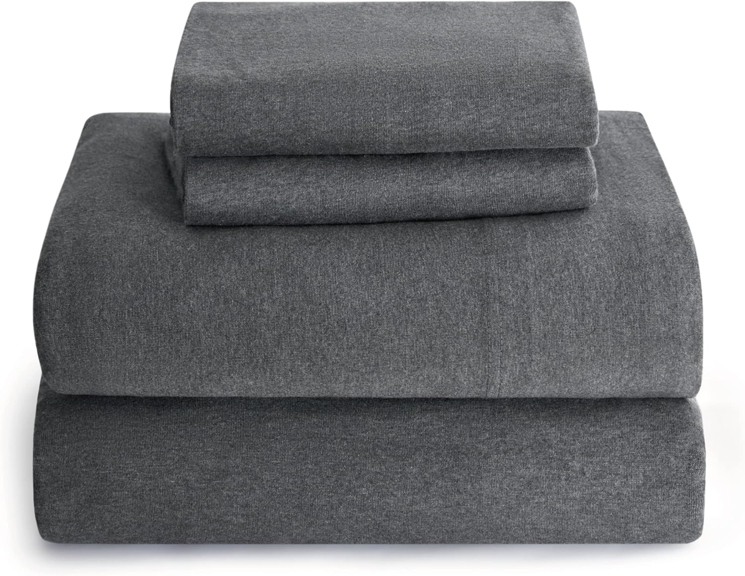 Bedsure Jersey Knit Sheets Queen Set - 100% Cotton T Shirt Bed Sheets for Queen Size Bed, Dark Grey, 4 PC Cotton Sheets