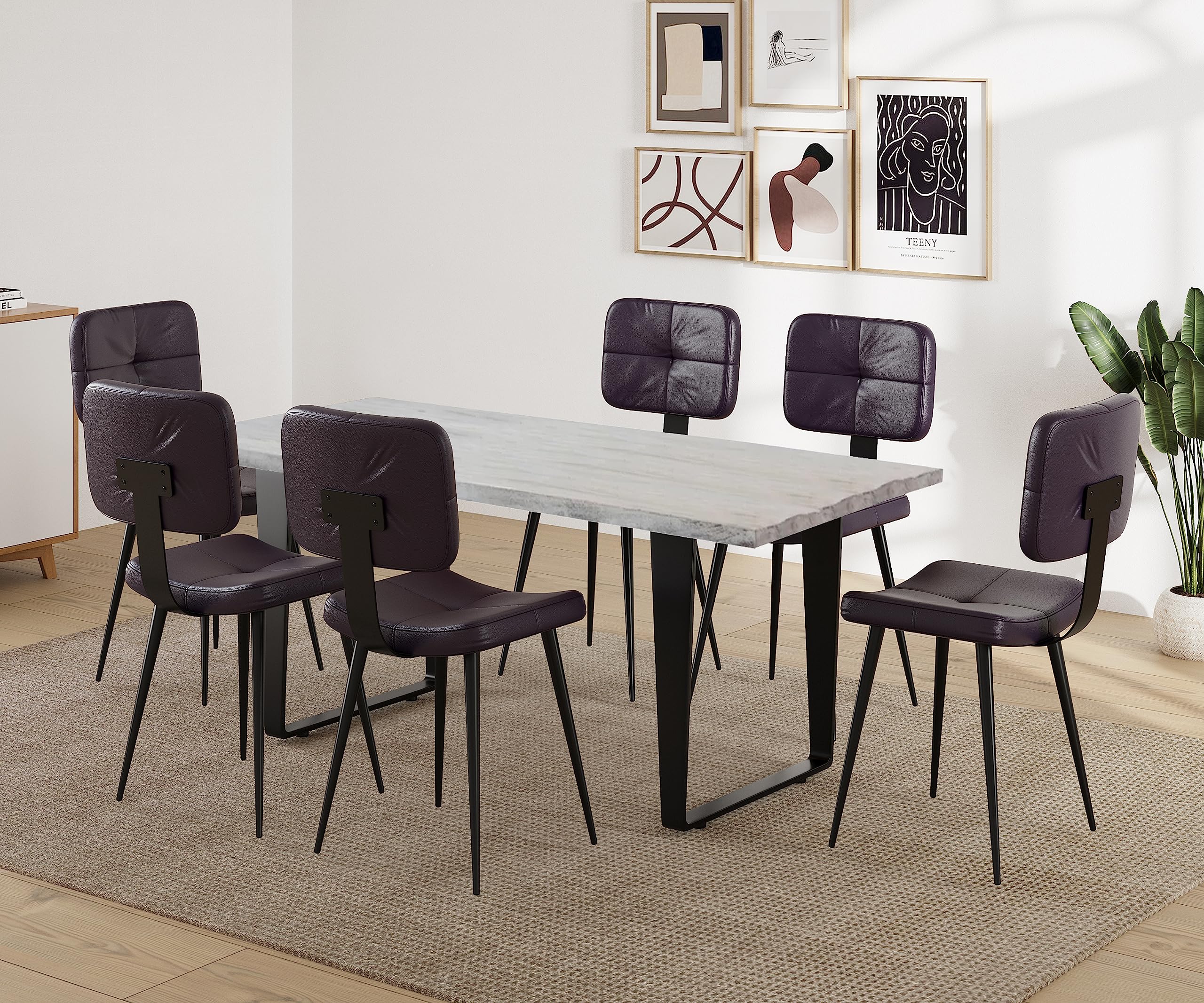 The Attic Chicago Six Seater Dining Set|Solid Sheesham Wood|Distress White-picture-14
