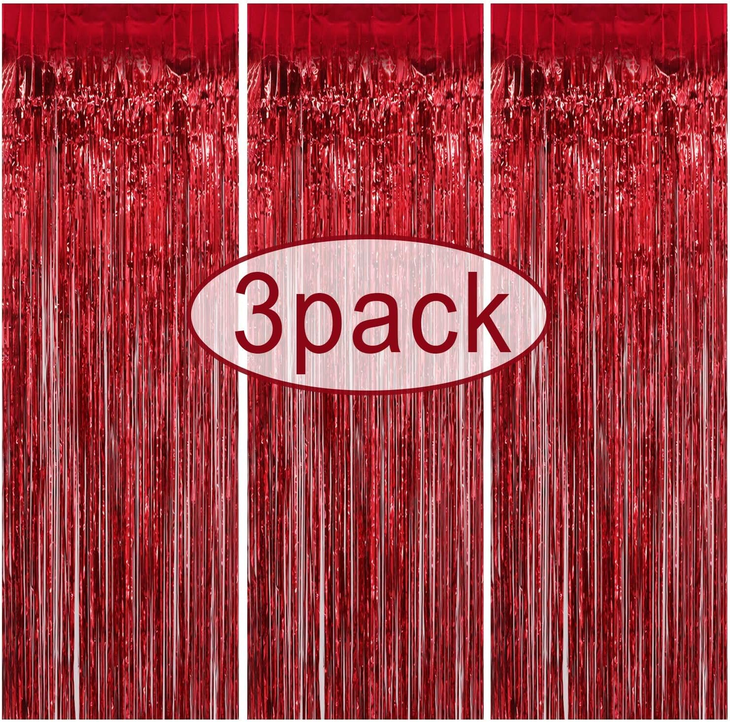 3 Pack Tinsel Curtain Metallic Foil Fringe Curtain 3.2
