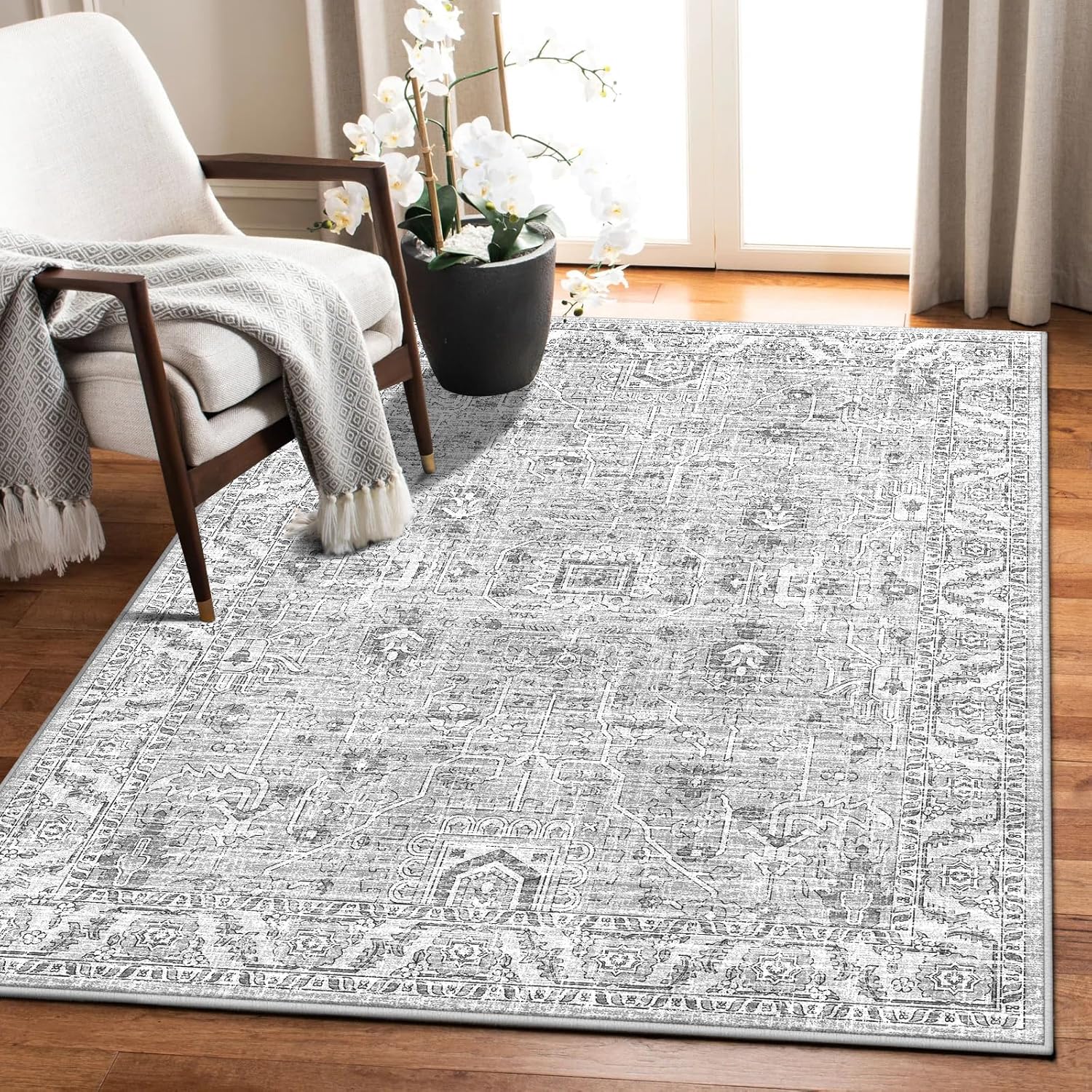 Worxvell 3x5 Washable Rug 3x5 Bedroom Non Slip Rugs for Kitchen Bathroom Area Rug