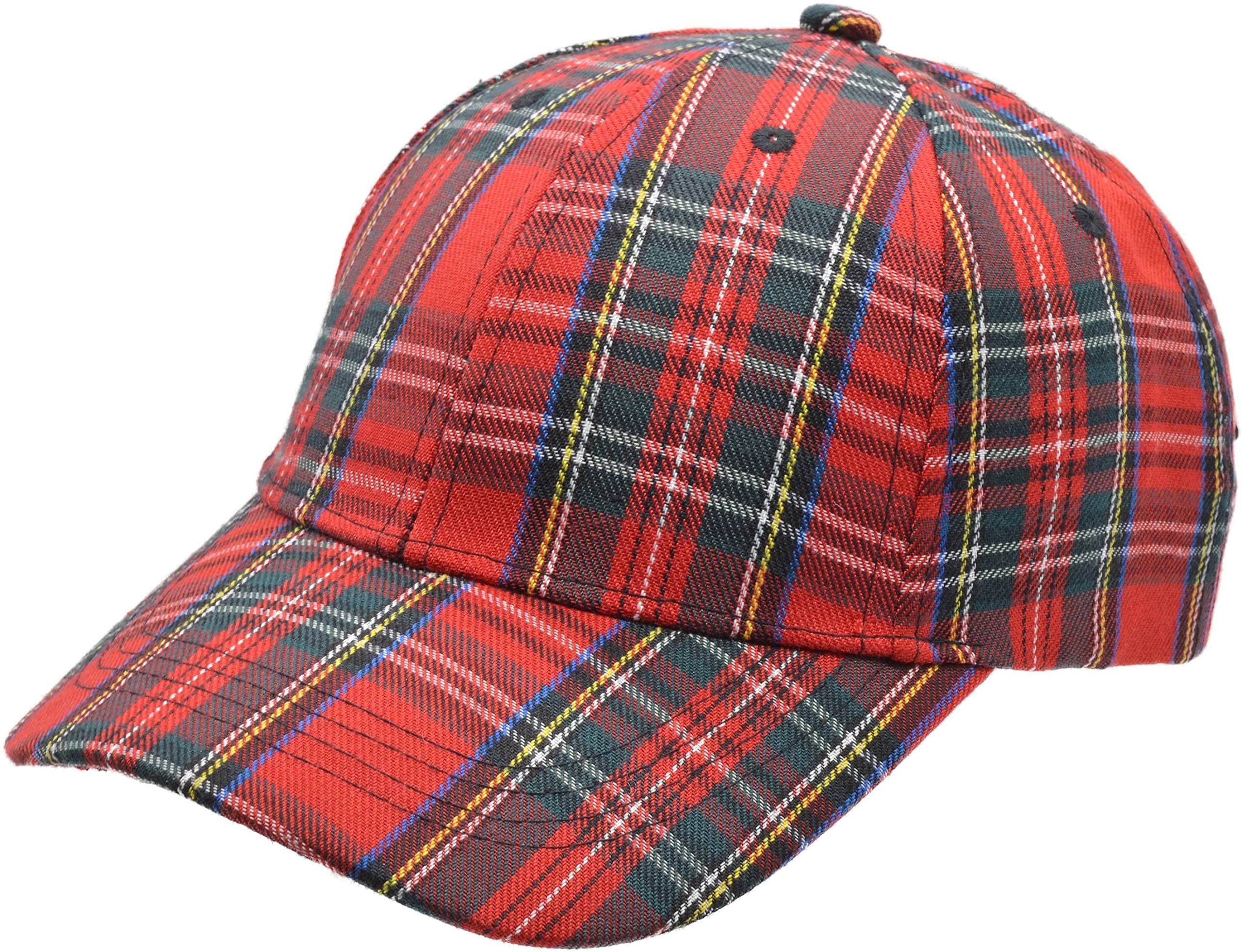 Fidra Red Scottish Tartan Cotton Baseball Cap (Red), One Size
