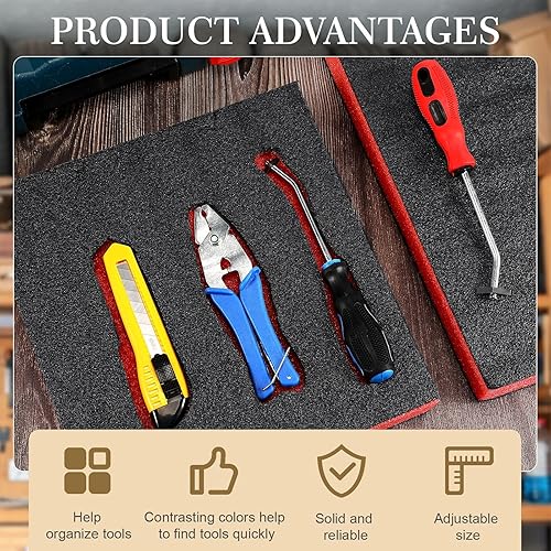 Miniatura 4 de Frienda 3 organizadores de espuma para caja de herramientas, 18 x 12 x 2.17 pulgadas, forro de caja de herramientas ajustable, herramientas de