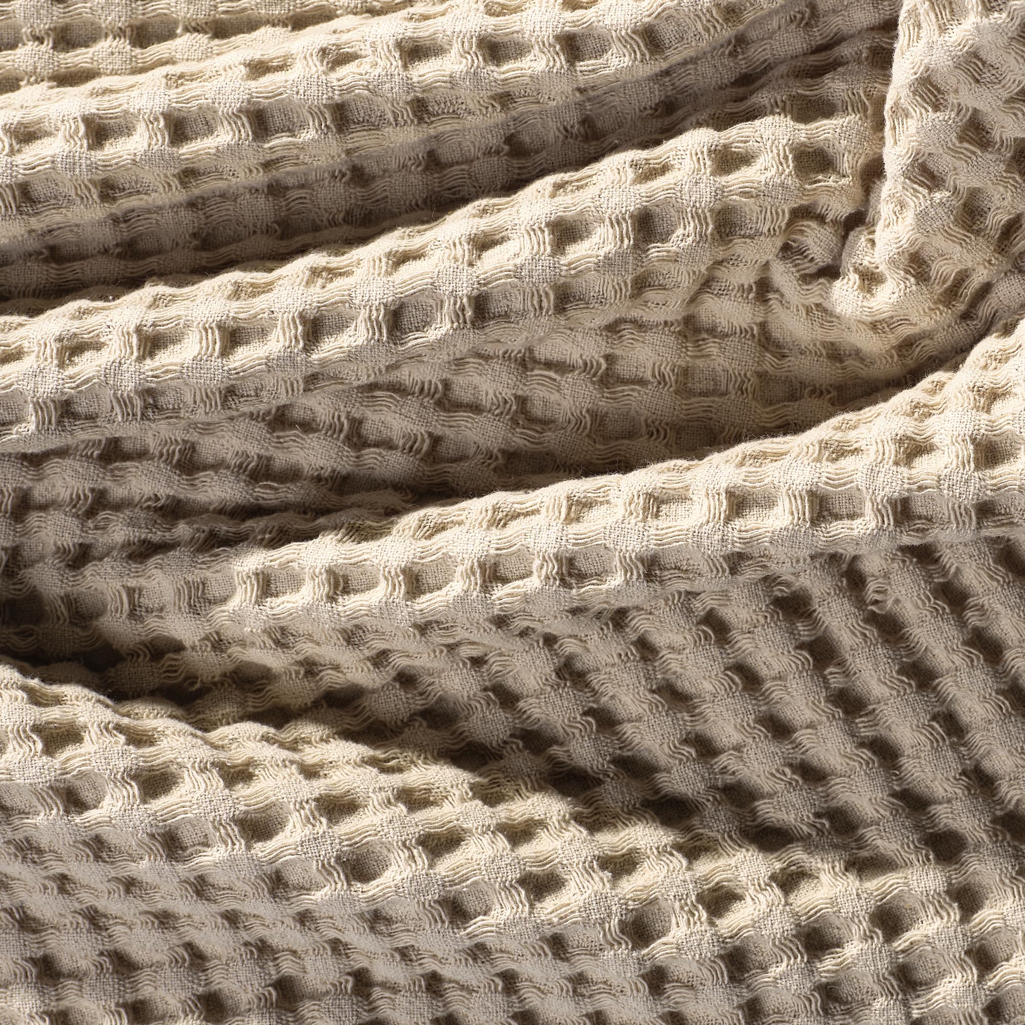 Milam London Colcha Waffle Cama Doble, Sofá | 180x240cm Beige, Colcha Waffle 100% Algodón Cama Doble, Sofá & Decoración