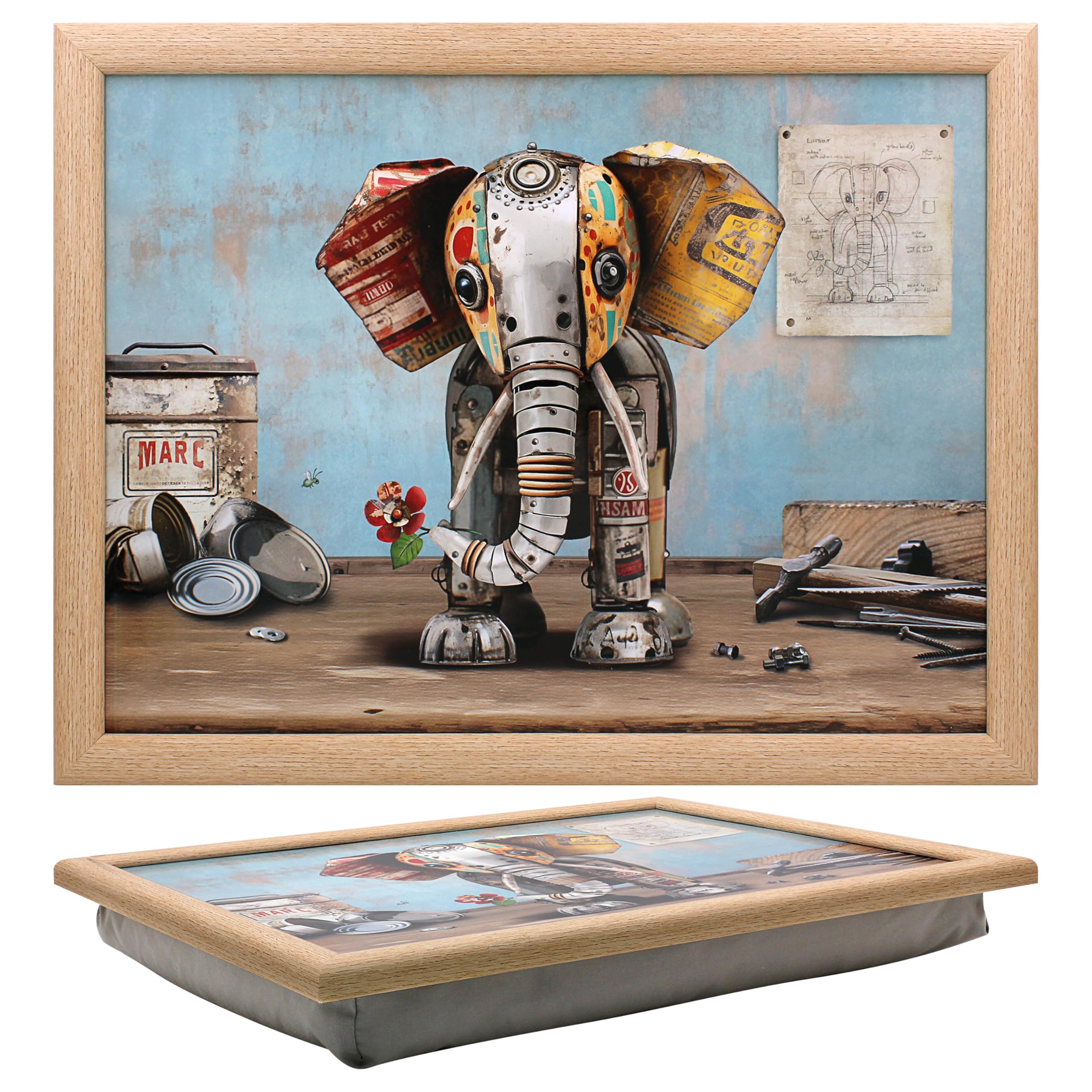Lesser & Pavey Bug Art Scrap Elephant Food Serving Laptray with Bean Bag