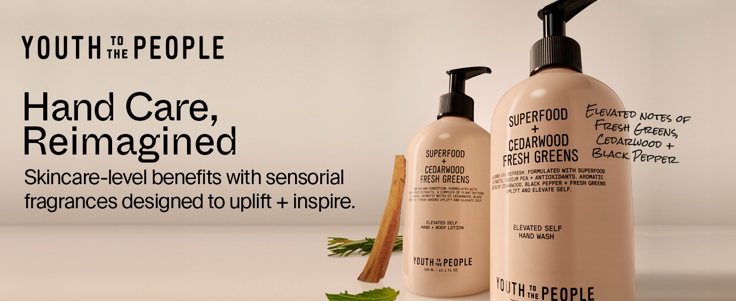 Youth To The People Superfood Hand + Body Lotion (13.1 fl oz), Omega-Rich Plant Butters + Antioxidants Moisturizer, Soothes Dry + Dull Skin, Non-Greasy, Aromatic Fragrance, Vegan