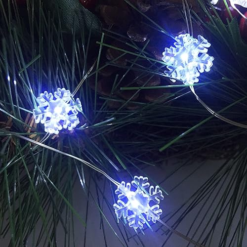 Set of 2 Battery Operated Mini Led Fairy Light Snowflake