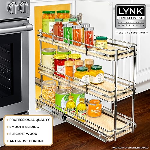 Miniatura 2 de LYNK PROFESSIONAL Elite - Organizador extraíble para armario, 6 x 21 pulgadas, estante deslizante de especias, almacenamiento de botellas, cajones