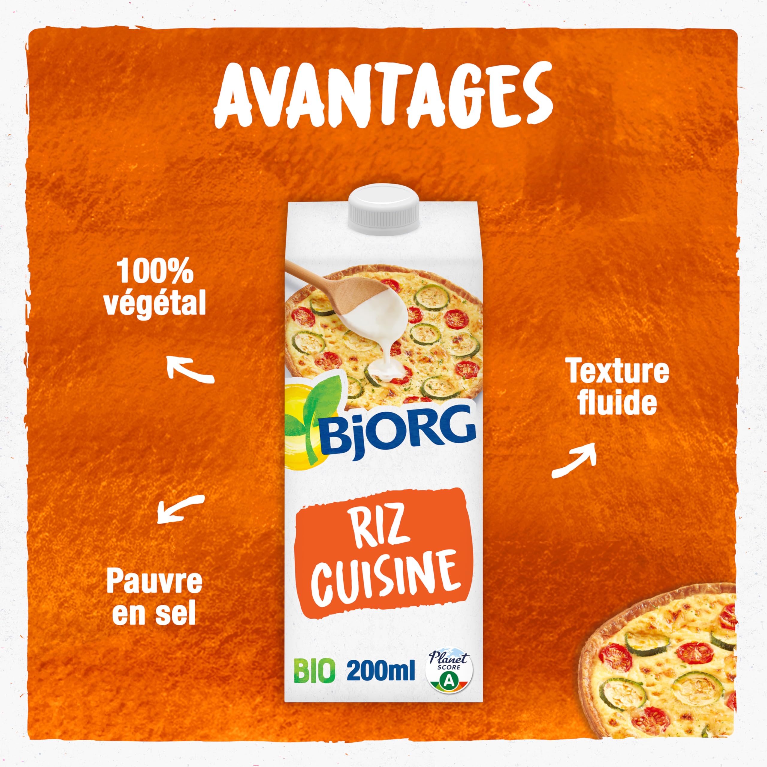 BJORG - Riz Cuisine - Préparation Culinaire Bio à Base de Riz - 100% Végétale - Faible en Sel - Texture Onctueuse - Parfaite pour Plats Sucrés et Salés - Écoreponsable - 20cl