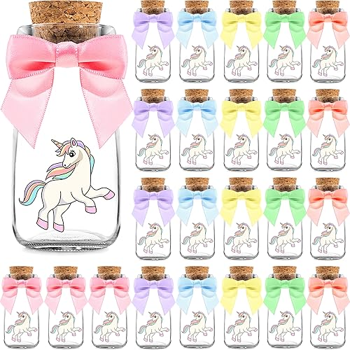 Miniatura 8 de Ethisa Paquete de 12 botellas de vidrio con leche Its a Girl con cintas y calcomanías vintage resistentes recuerdos de baby shower para invitados y
