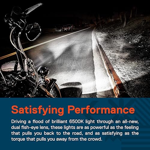 Miniatura 2 de TRUE MODS - 2 luces antiniebla LED negras de 4.5 pulgadas para motocicletas Harley Davidson señales de giro DRL y ámbar BLANCO lente dual ojo de pez