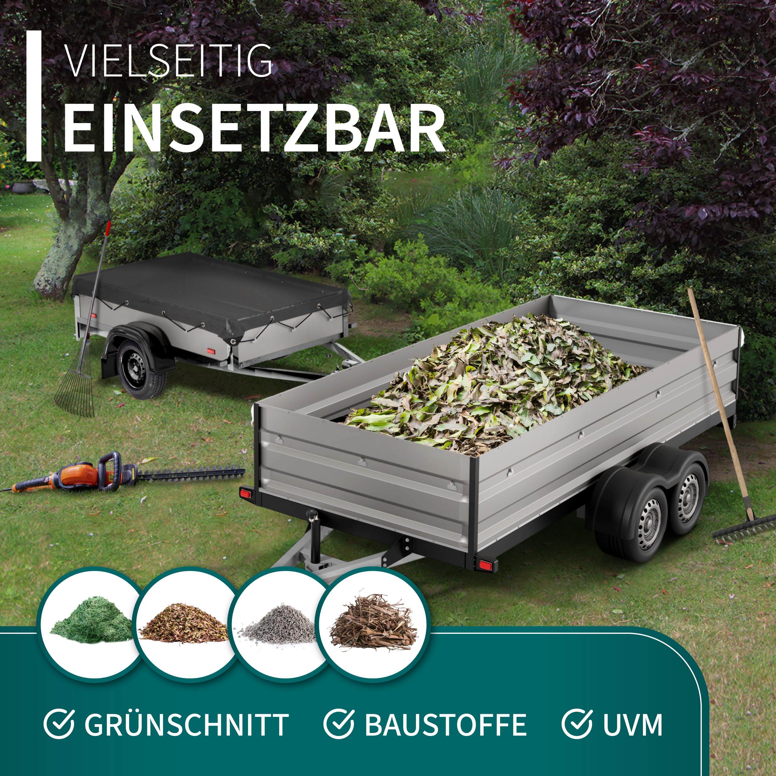 Anhängernetz Feinmaschig - Abdecknetz mit Gummiseil - zur Ladungssicherung - Transportnetz Netz für Anhänger, Ladungssicherungsnetz feinmaschig (Schwarz, 2x3m)