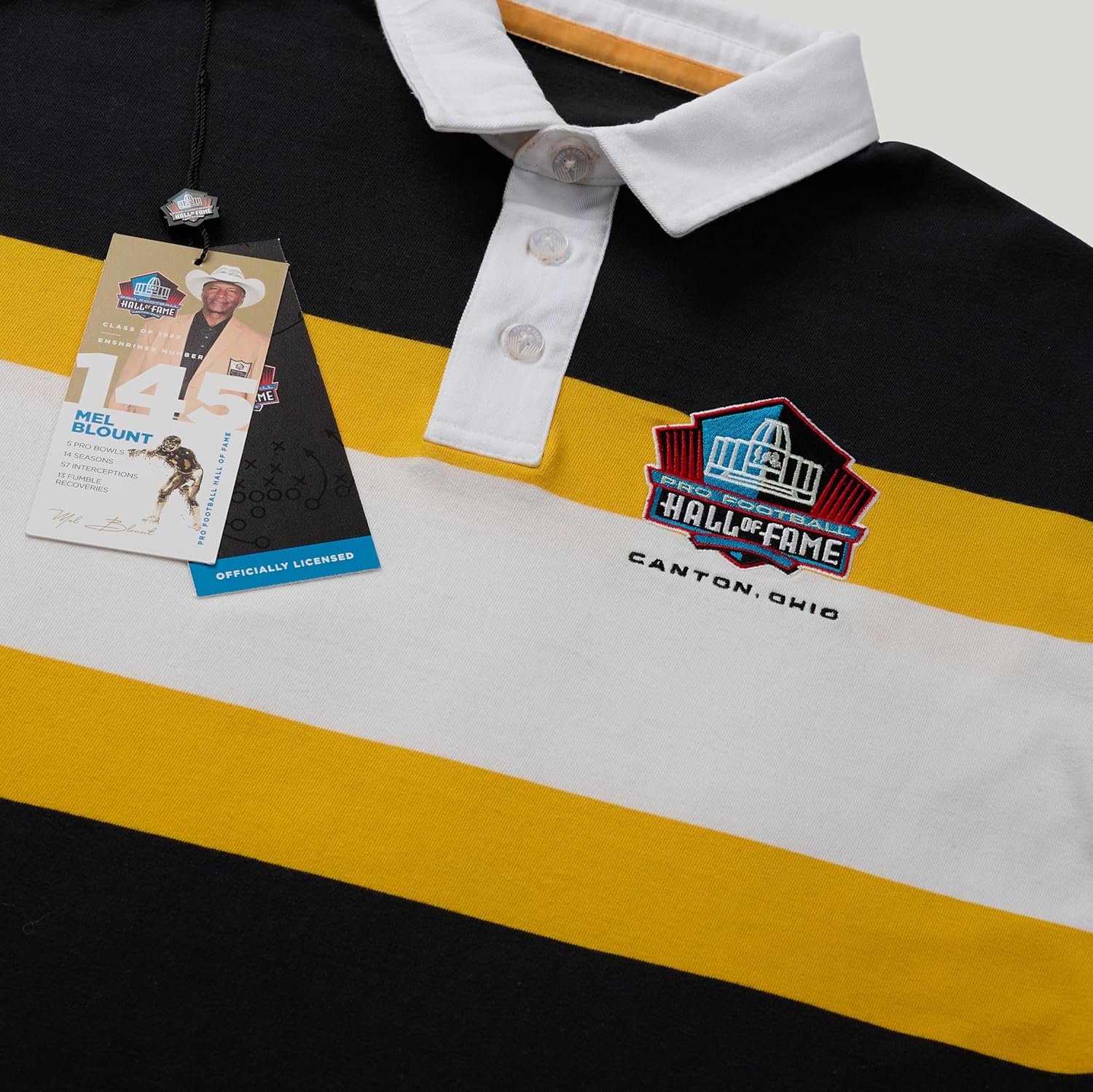 Haggar Unisex Adult Pro Football Hall of Fame Long Sleeve Striped Rugby Shirt