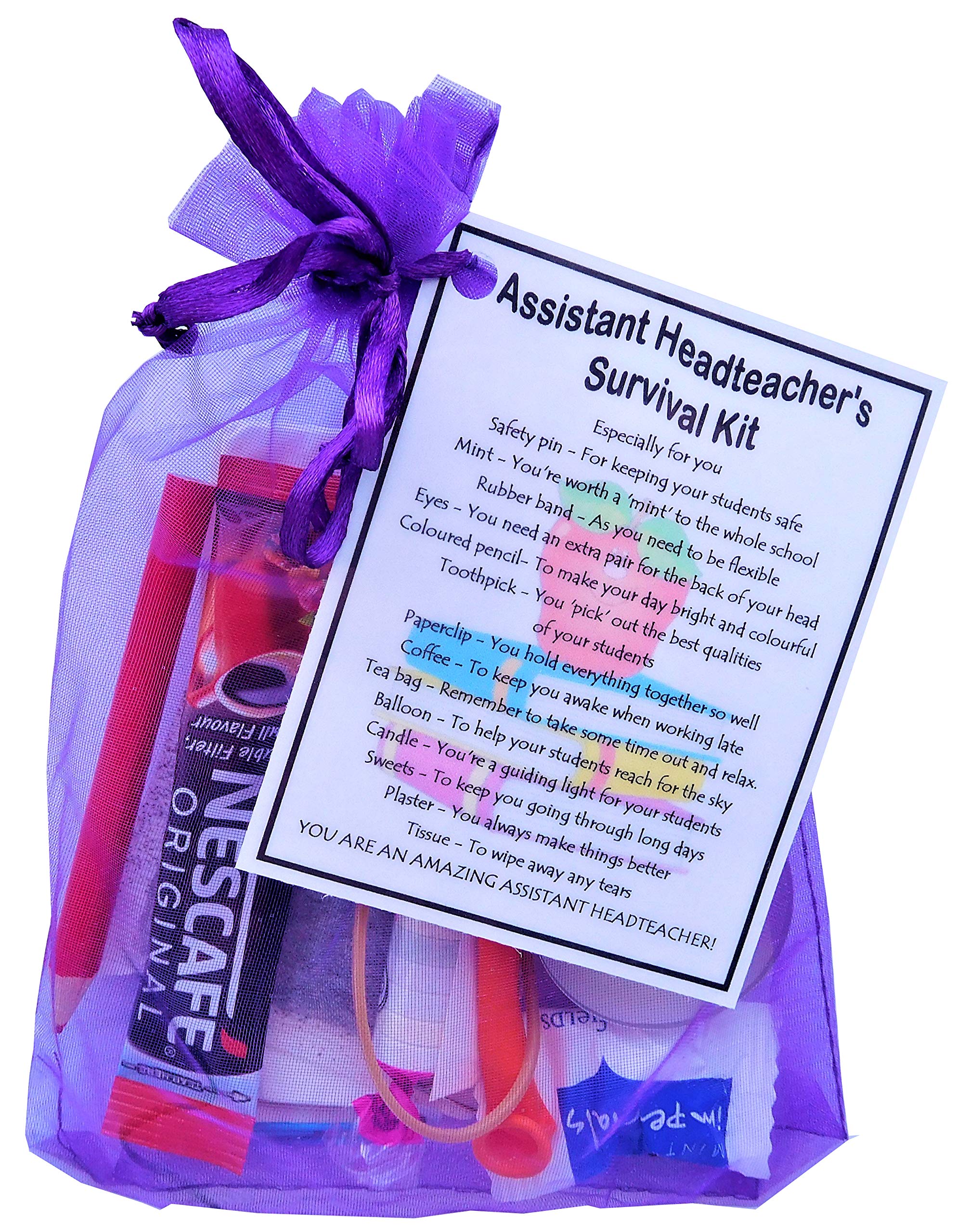 Smile Gifts Uk Purple Assistant Headteacher Survival Kit Gift (Great Present For Christmas, End Of Year Or Just Because...) Assistant Head Gift For Assistant Headteacher