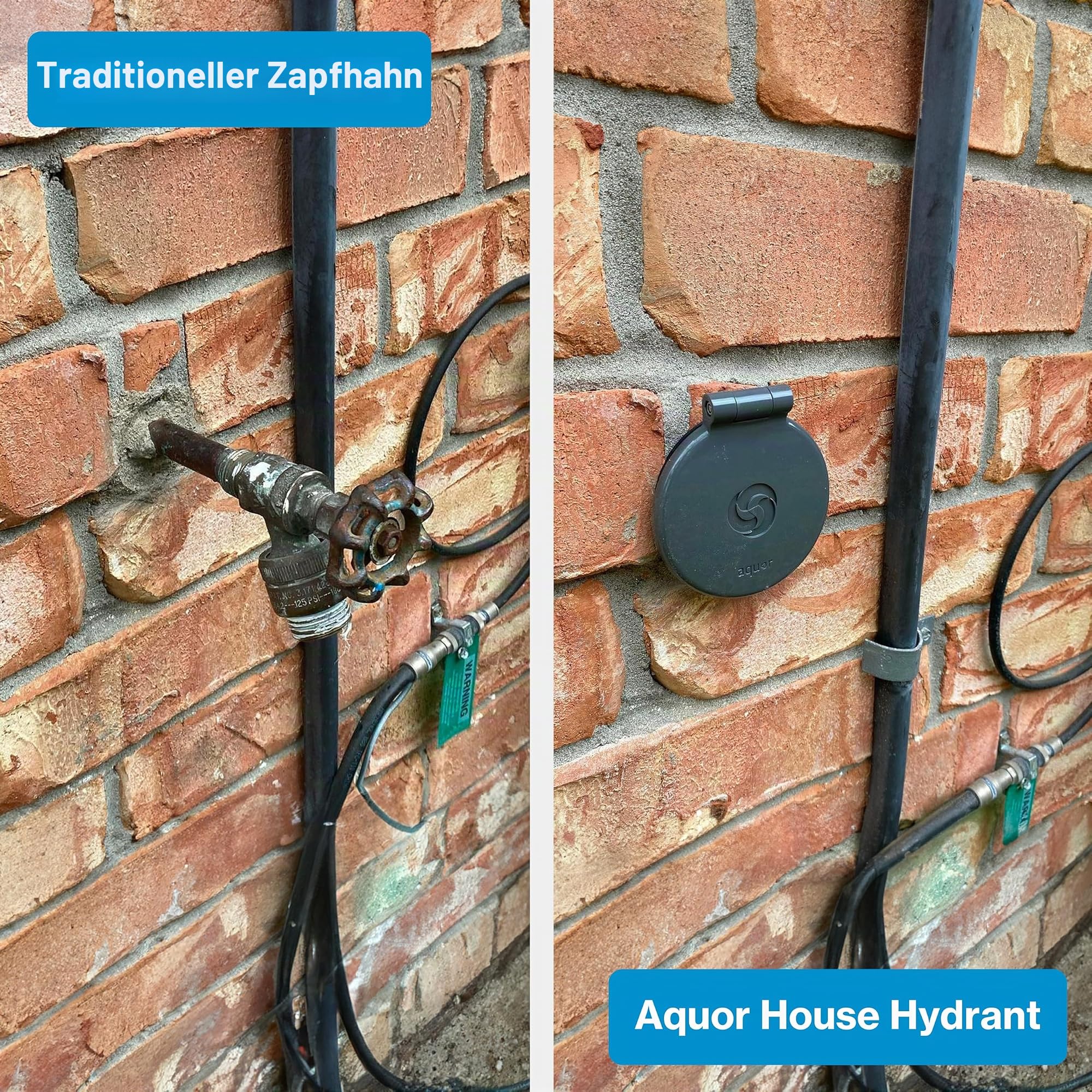 Aquor House Hydrant V1+ Frostfreier Outdoor-Gartenarmatur mit Schnellanschluss und Anti-Siphon, 25,4 cm, schiefergraues Polymer