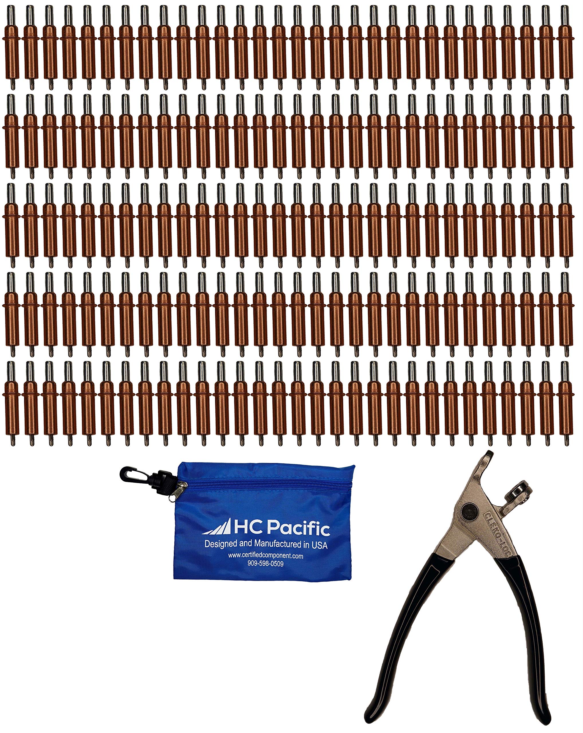 150 Each C1/8 Cleco Fasteners (Made in USA) & Pouch W/Cleco Pliers