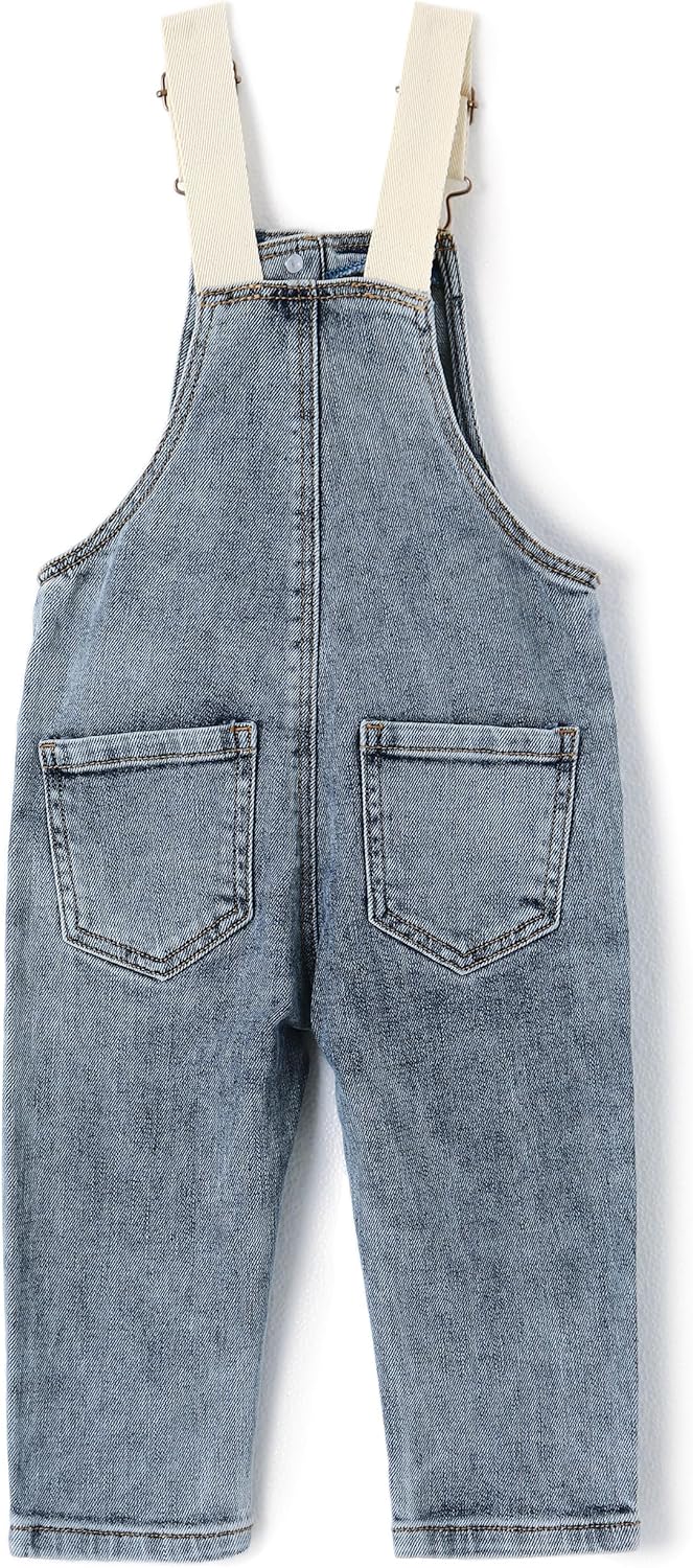 KIDSCOOL SPACE Baby Girls Denim Overalls, Cardigan Style Jeans Workwear - Image 2