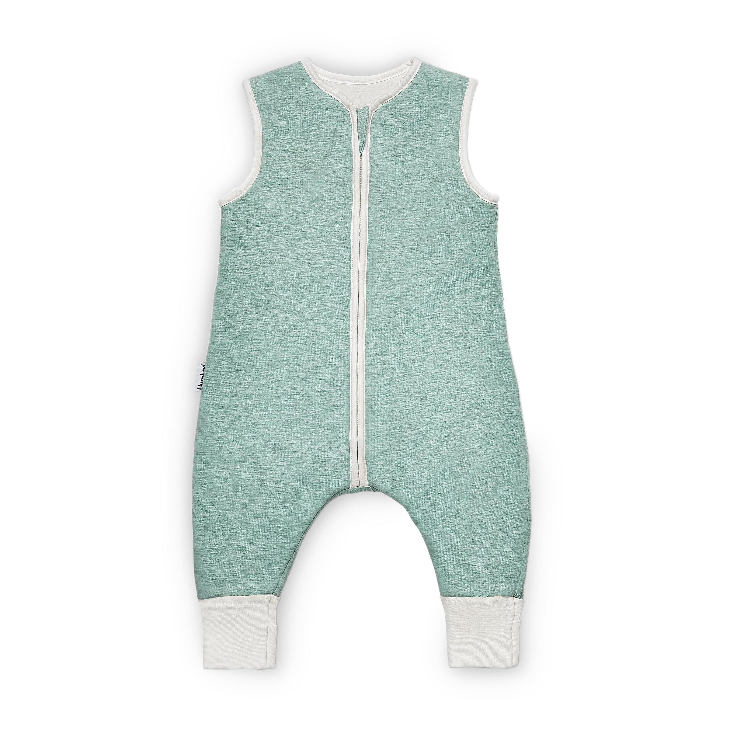 Ehrenkind® Ganzjahres-Schlafsack mit Füßen Wollfüllung | 100% Bio-Baumwolle mit 100% Wolle Füllung Baby-Schlafsack | OEKO-TEX | Hellgrün Melange 80